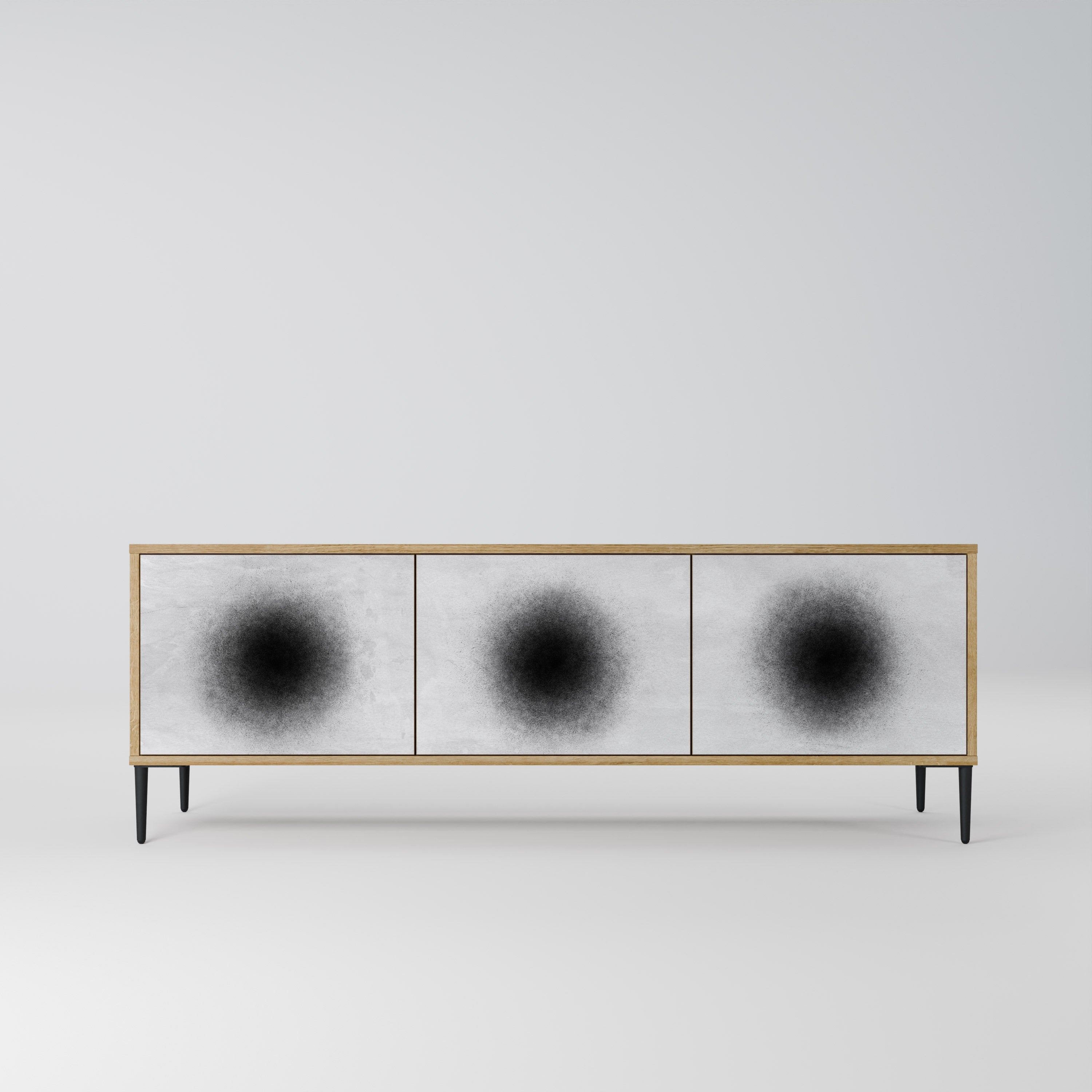 BLACK HOLE Móvel de TV com 3 Portas em Efeito Carvalho