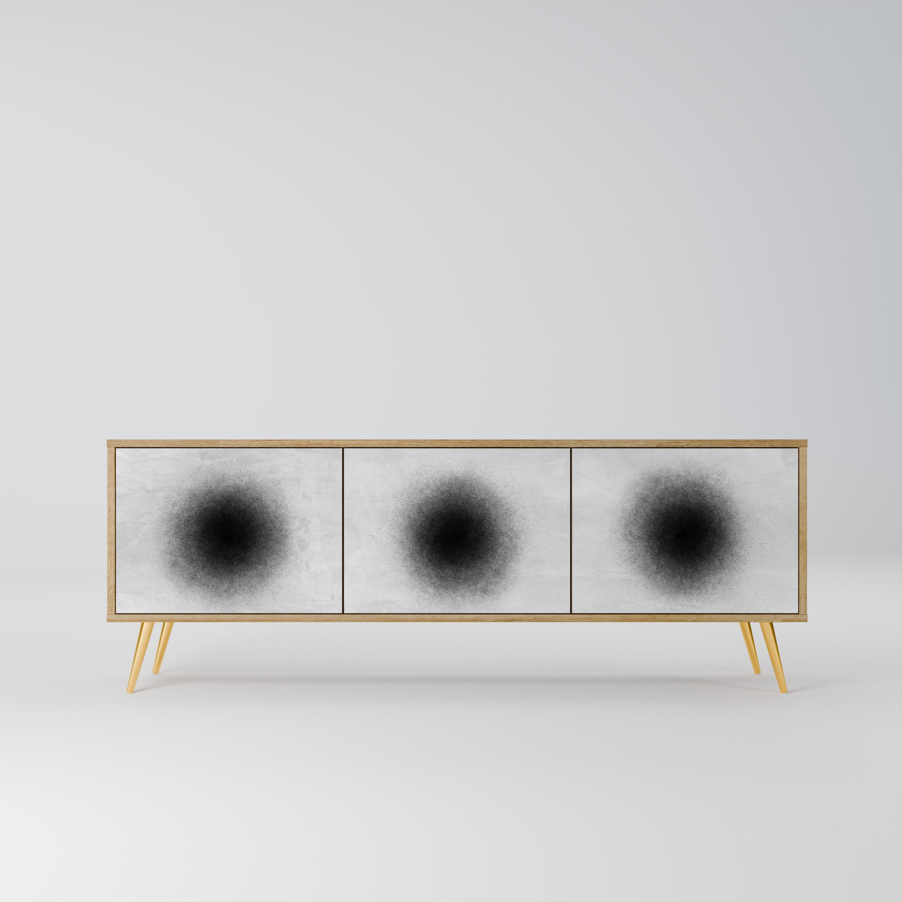 BLACK HOLE Móvel de TV com 3 Portas em Efeito Carvalho