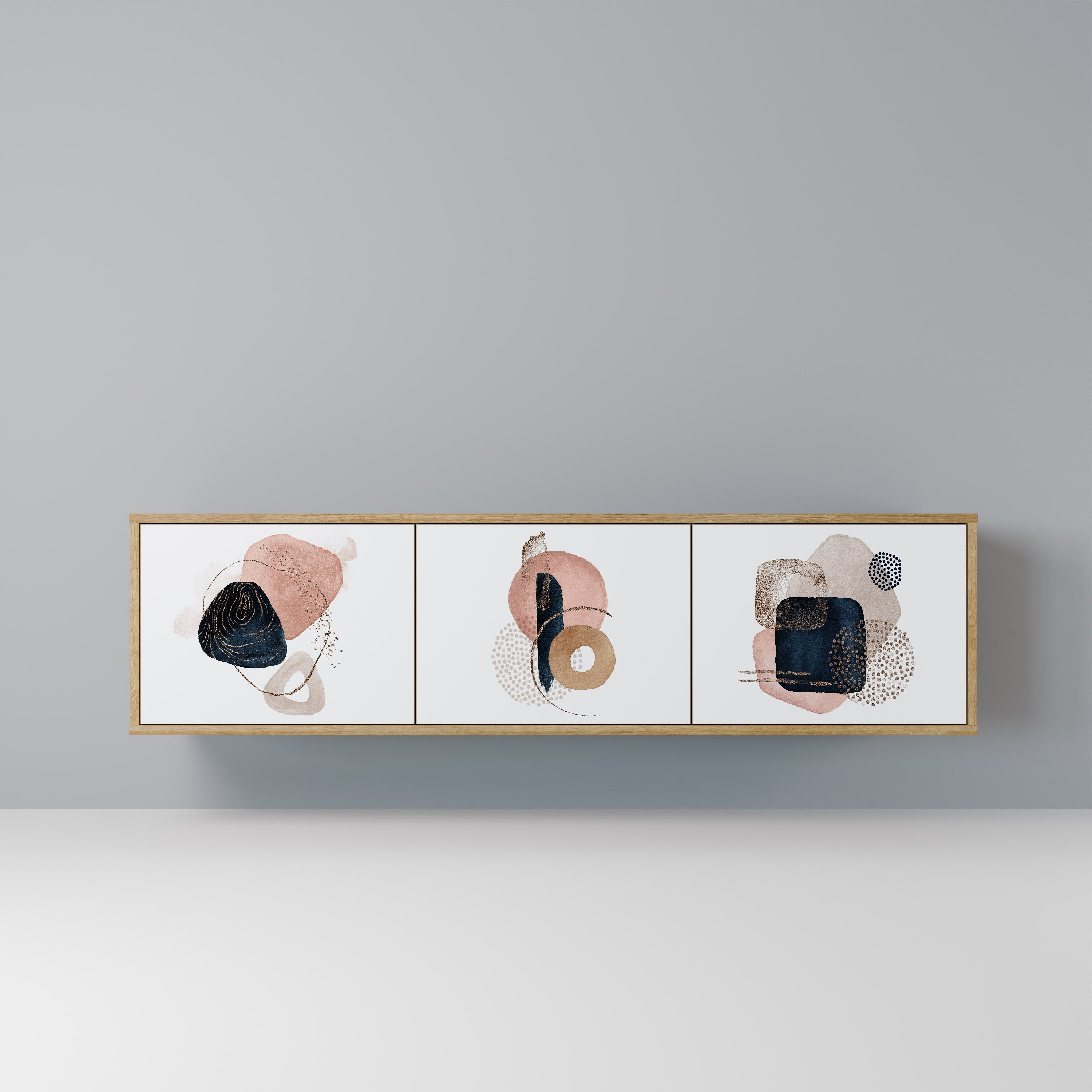 COLORFUL SHAPES Móvel de TV com 3 Portas em Efeito Carvalho