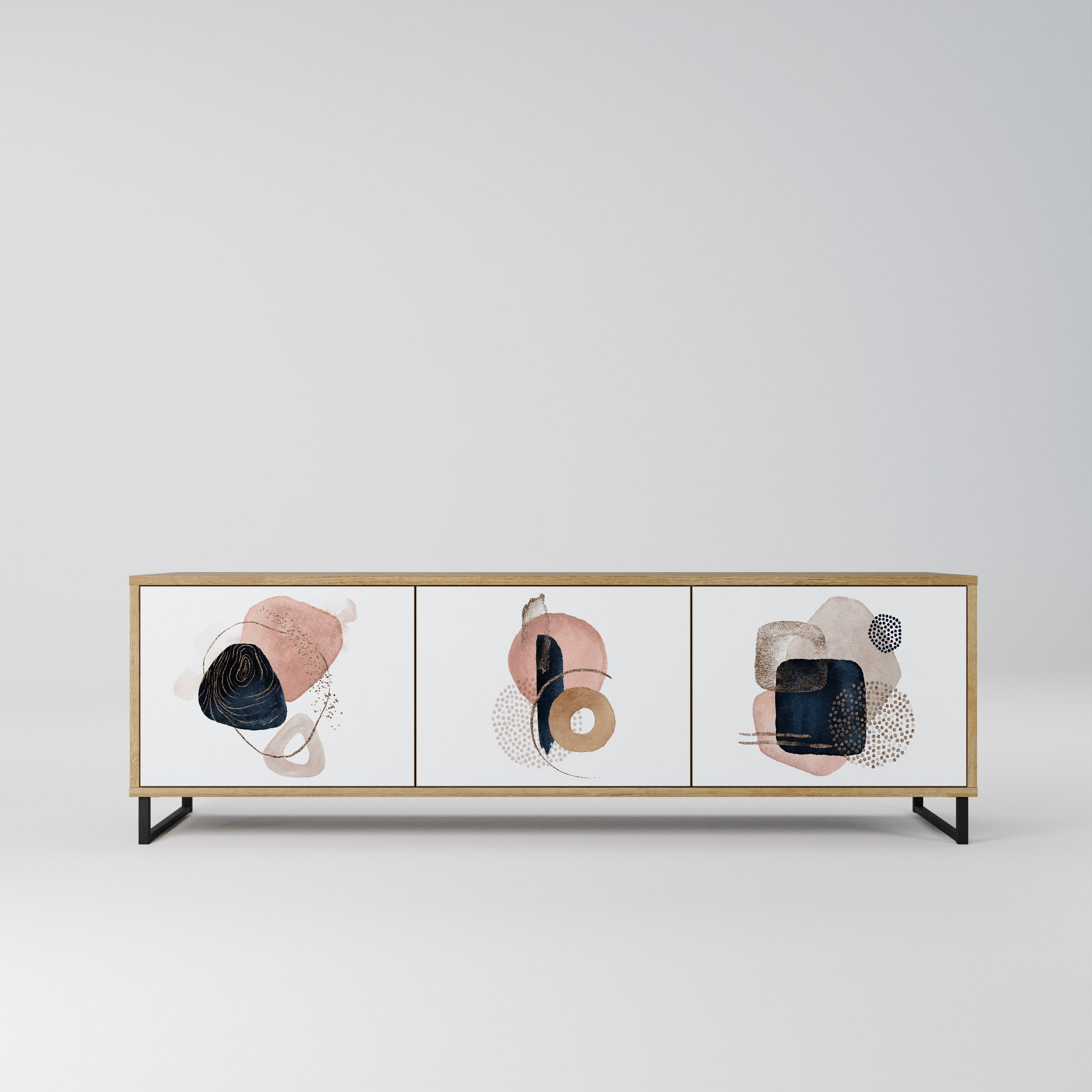 COLORFUL SHAPES Móvel de TV com 3 Portas em Efeito Carvalho