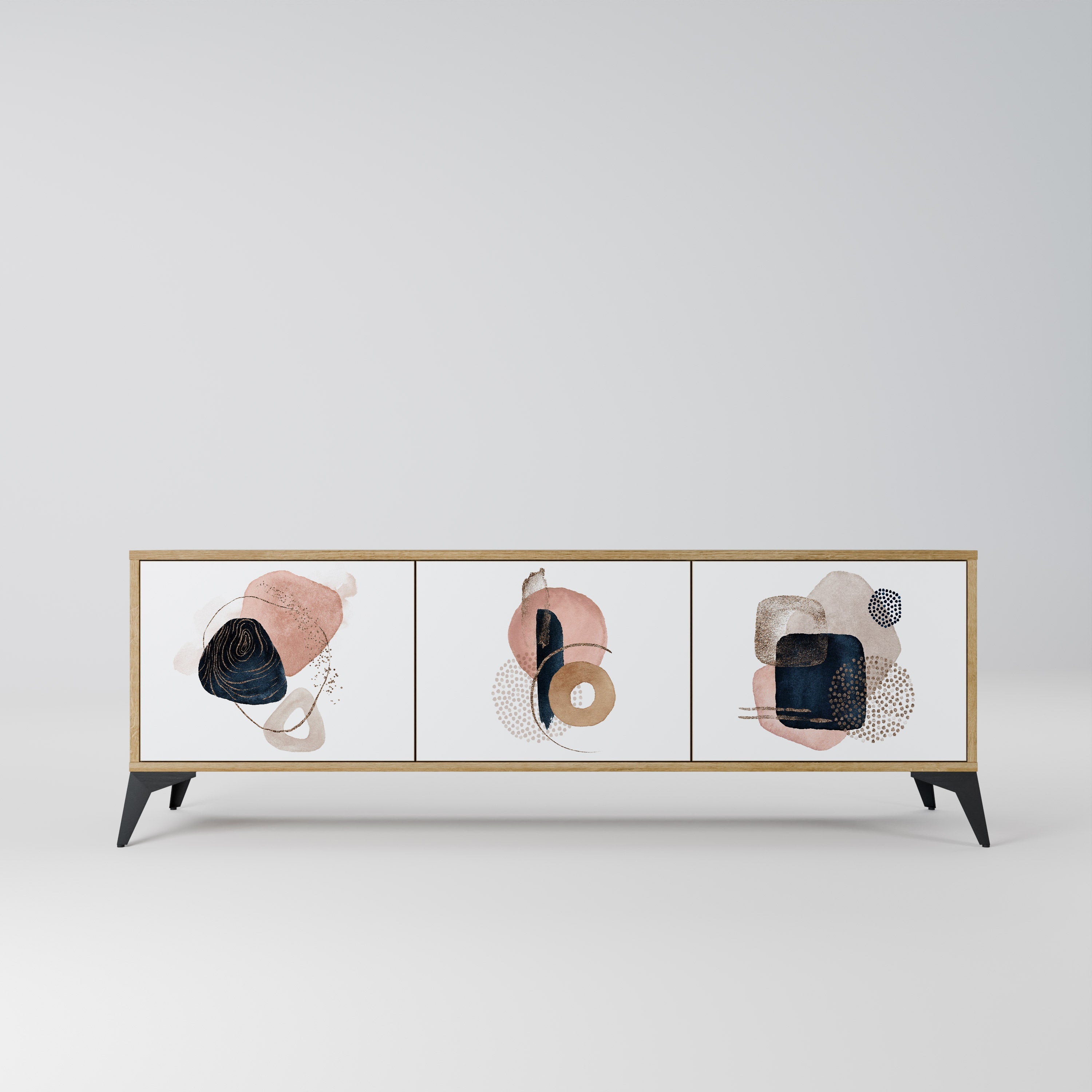 COLORFUL SHAPES Móvel de TV com 3 Portas em Efeito Carvalho