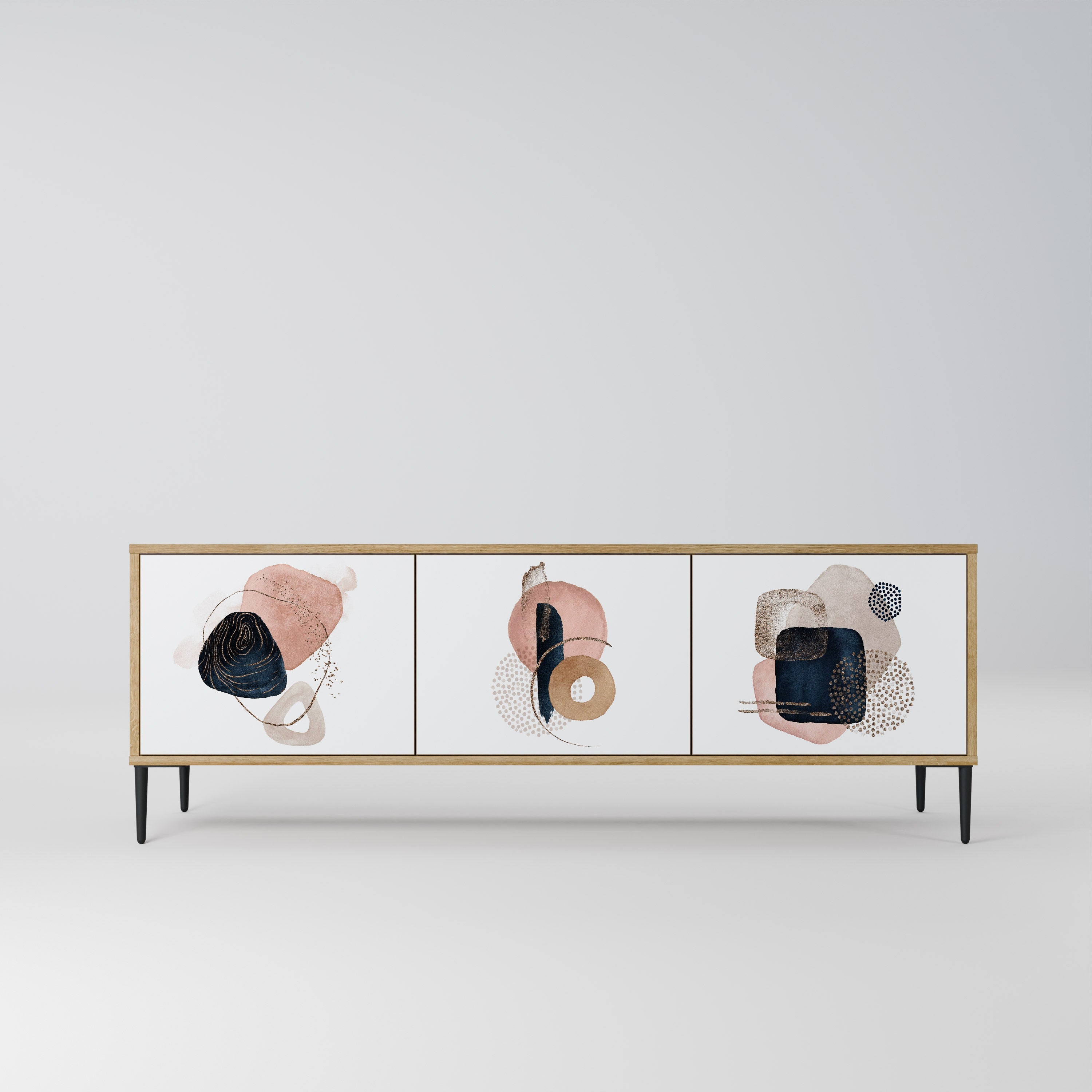 COLORFUL SHAPES Móvel de TV com 3 Portas em Efeito Carvalho