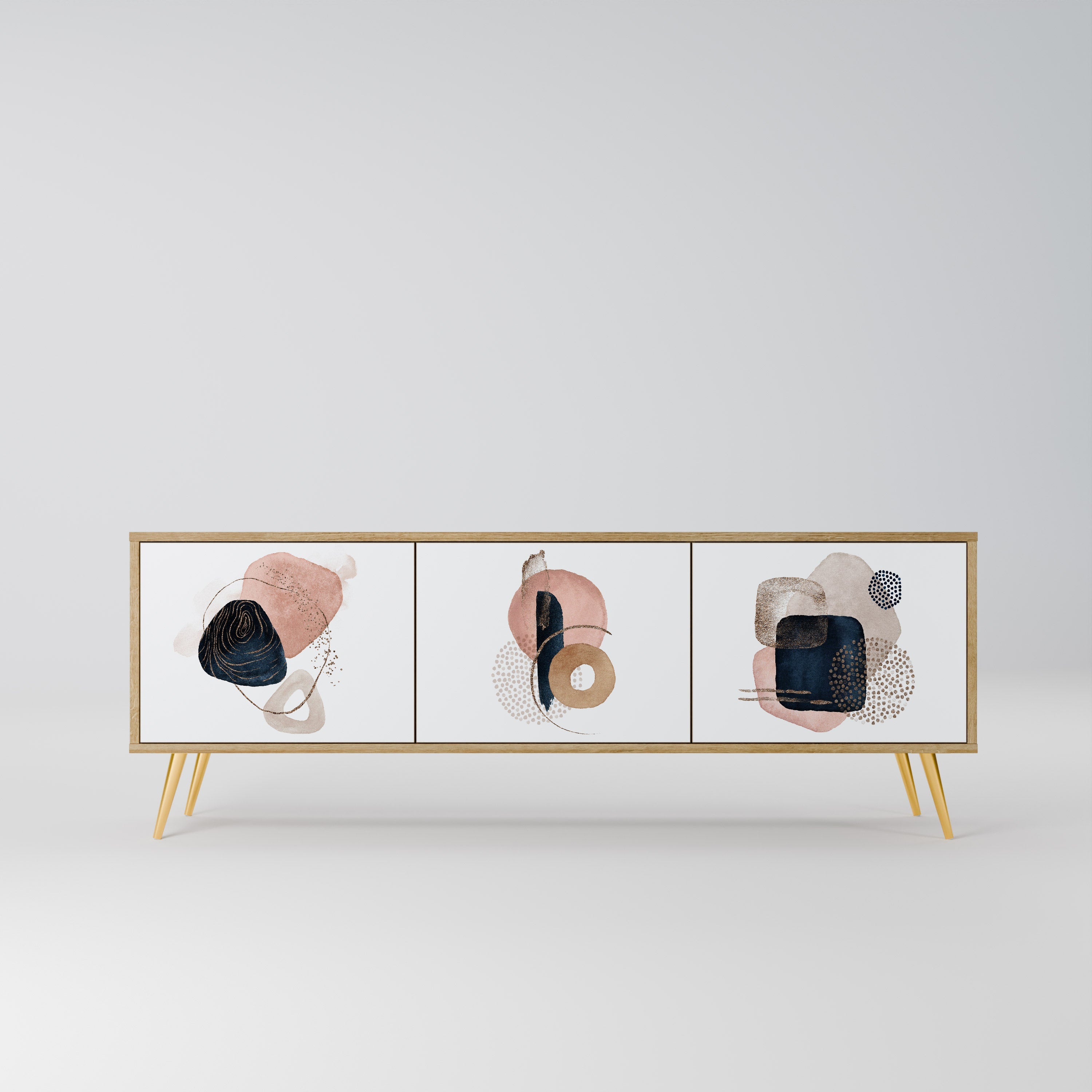 COLORFUL SHAPES Móvel de TV com 3 Portas em Efeito Carvalho