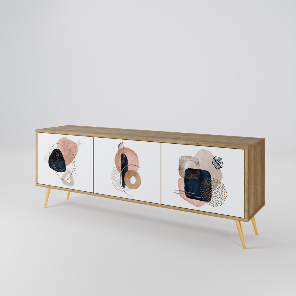 COLORFUL SHAPES Móvel de TV com 3 Portas em Efeito Carvalho