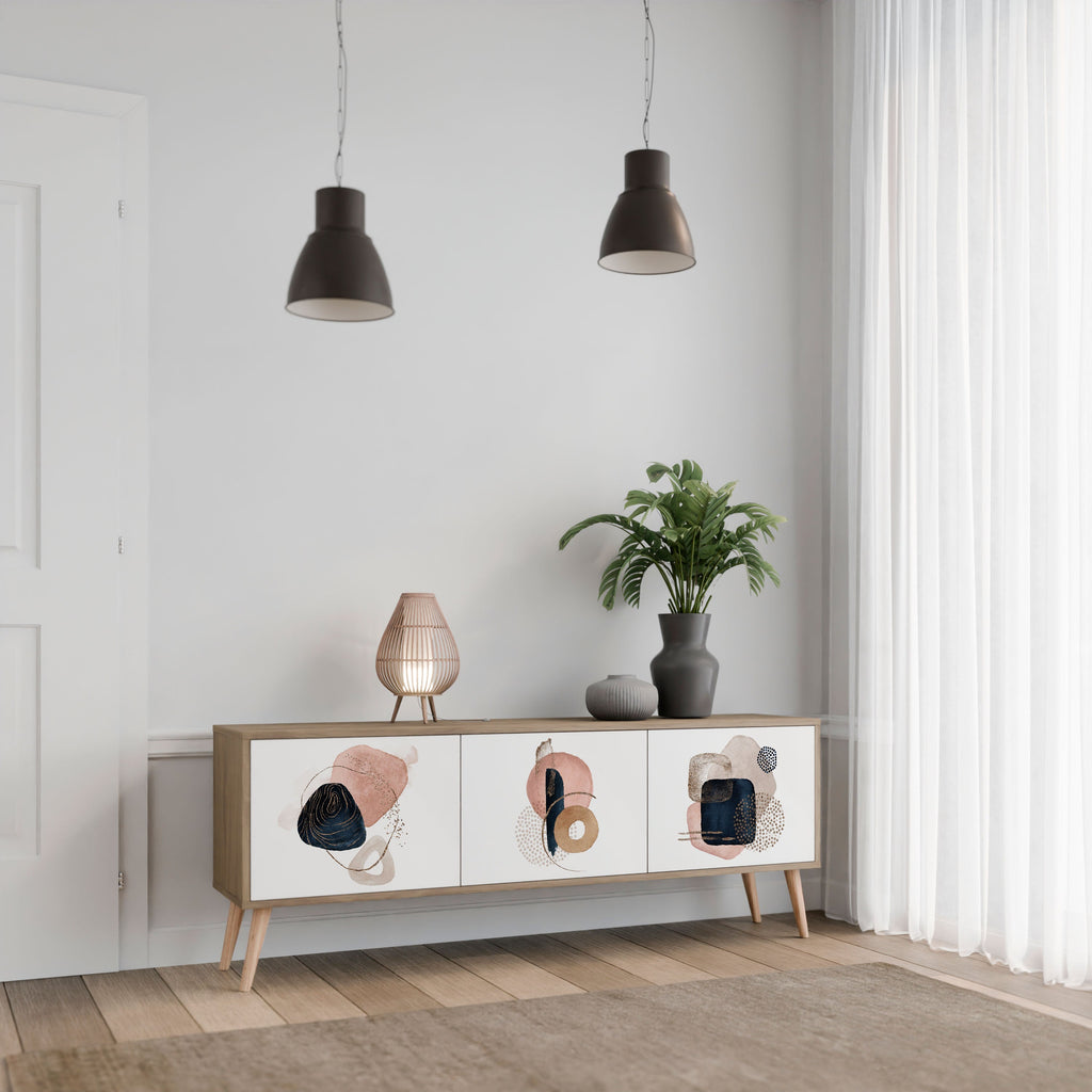 COLORFUL SHAPES Móvel de TV com 3 Portas em Efeito Carvalho