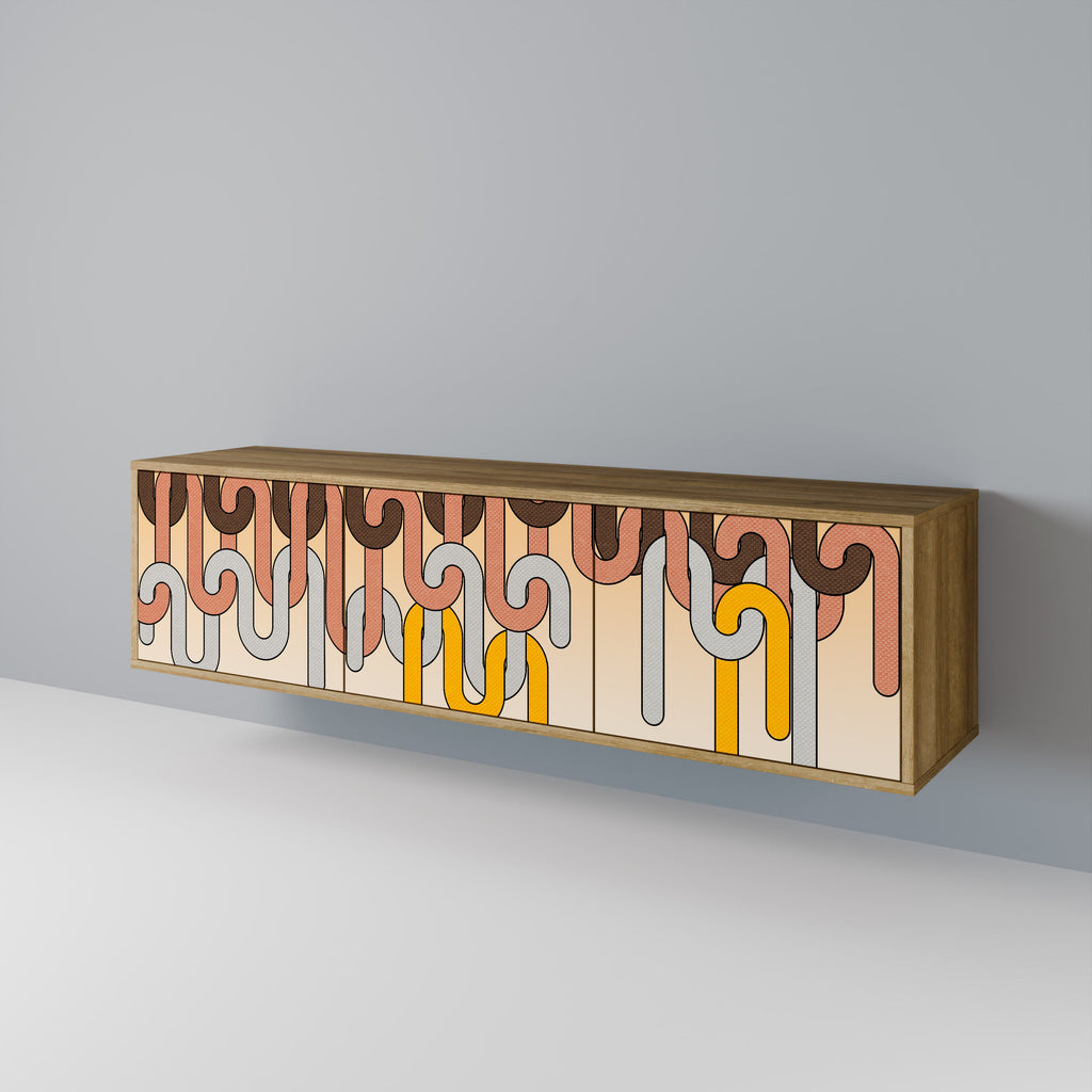 COLORFUL STRINGS Móvel de TV com 3 Portas em Efeito Carvalho