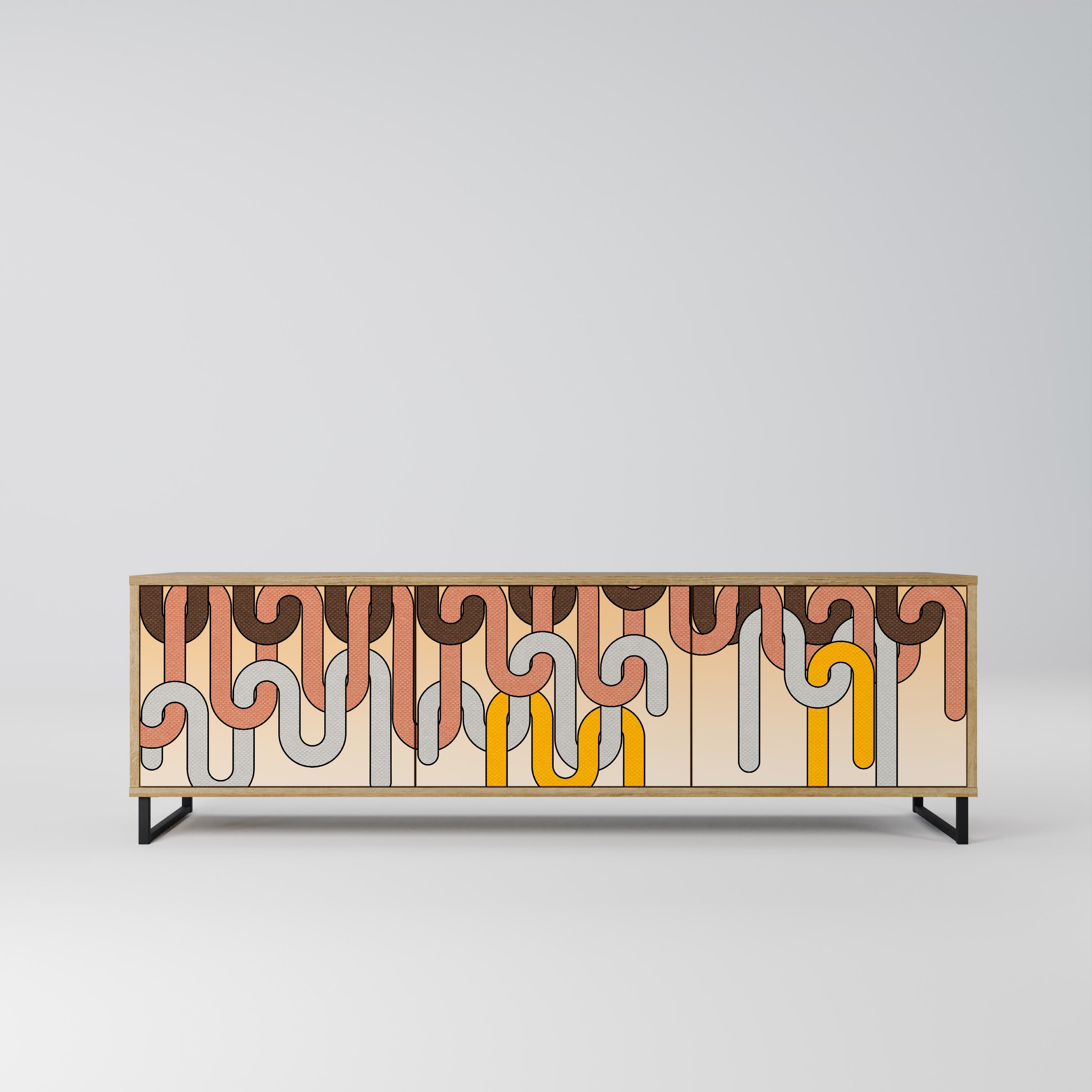 COLORFUL STRINGS Móvel de TV com 3 Portas em Efeito Carvalho