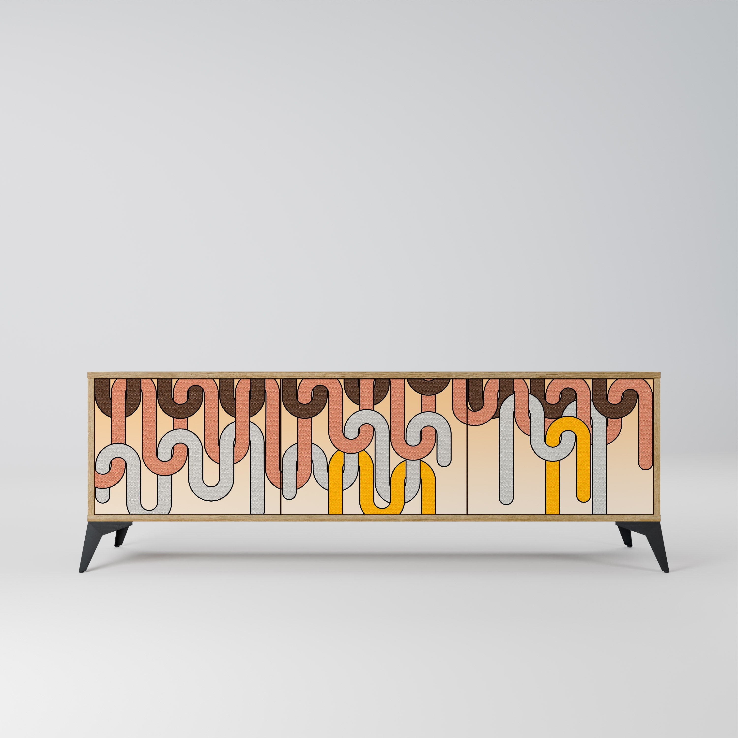 COLORFUL STRINGS Móvel de TV com 3 Portas em Efeito Carvalho