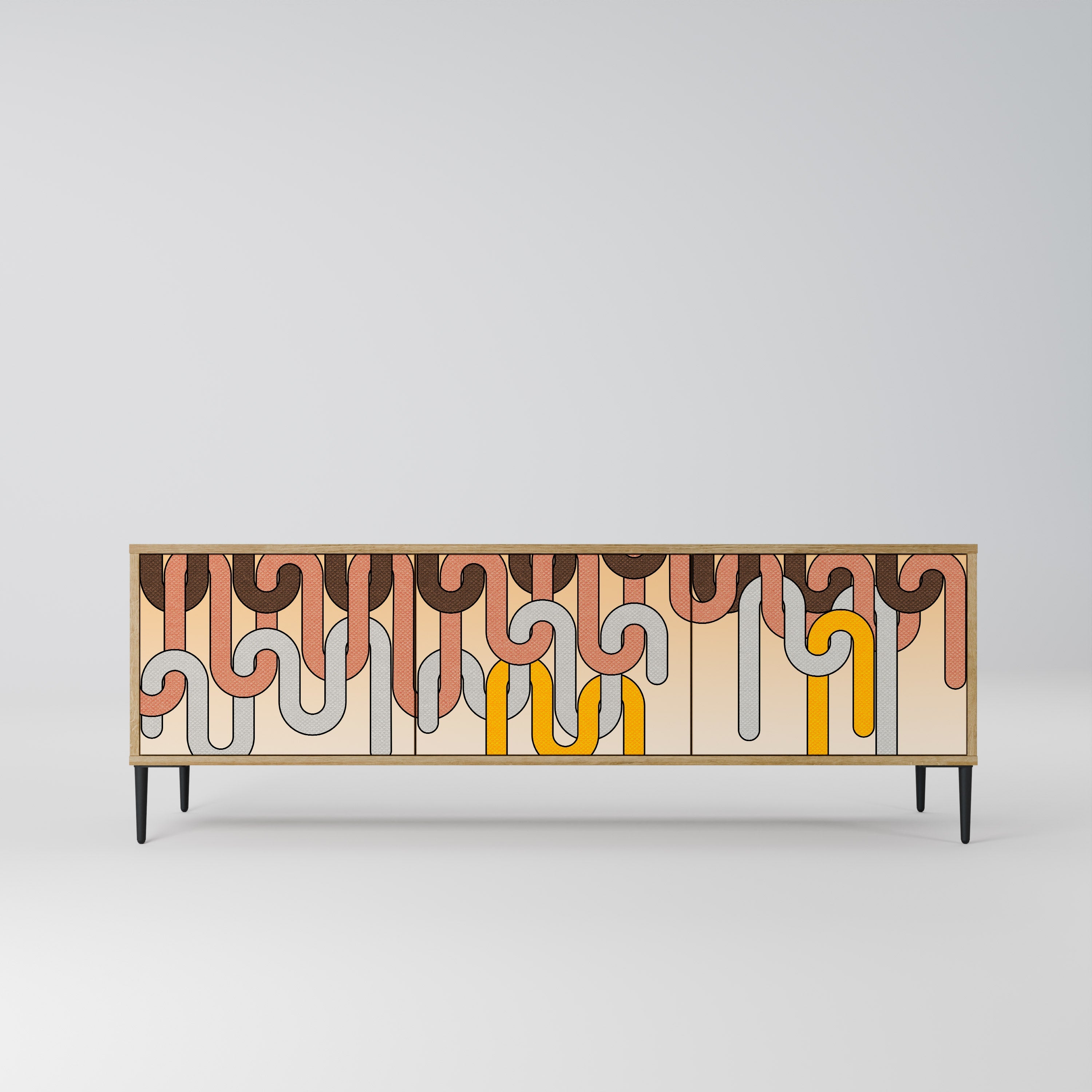 COLORFUL STRINGS Móvel de TV com 3 Portas em Efeito Carvalho