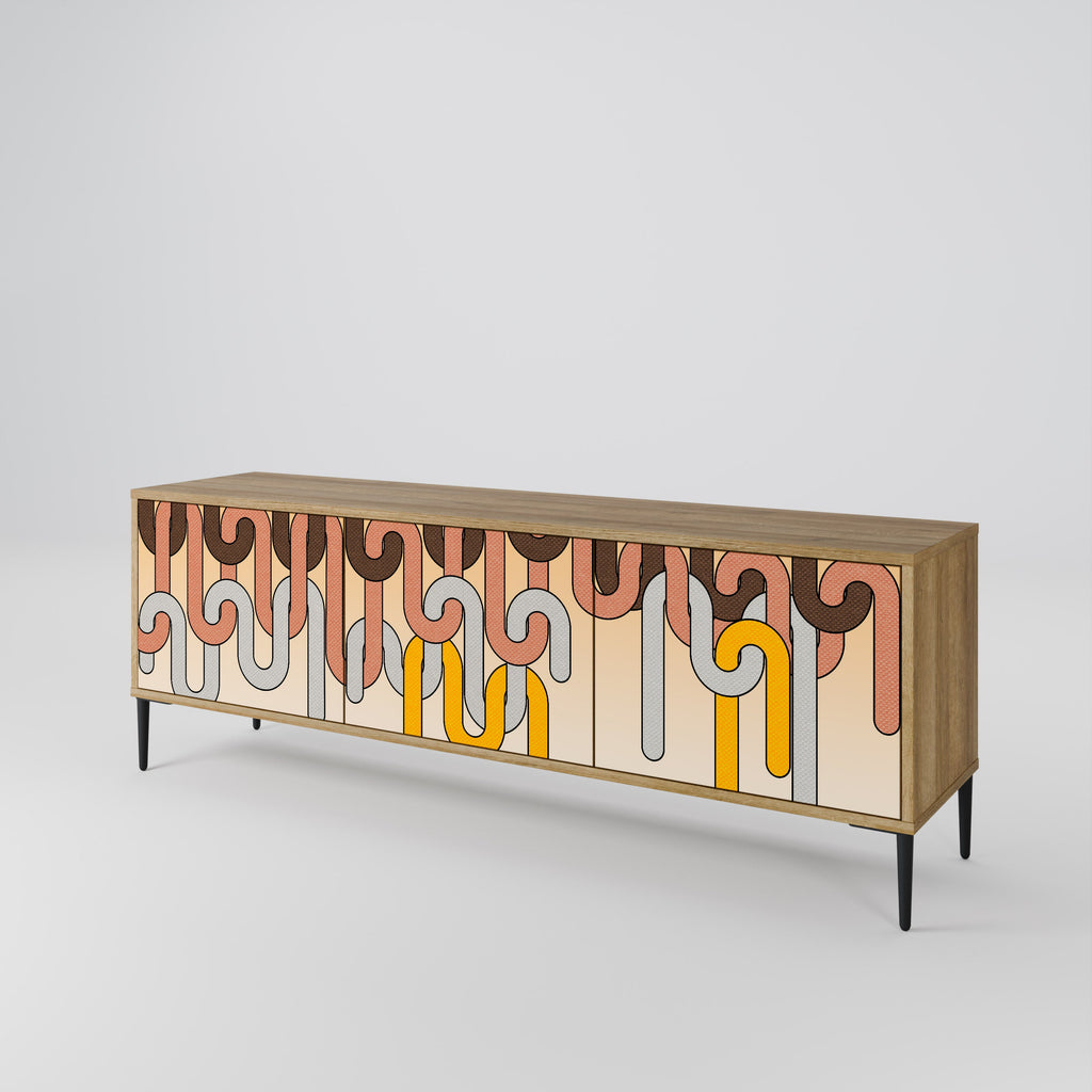 COLORFUL STRINGS Móvel de TV com 3 Portas em Efeito Carvalho