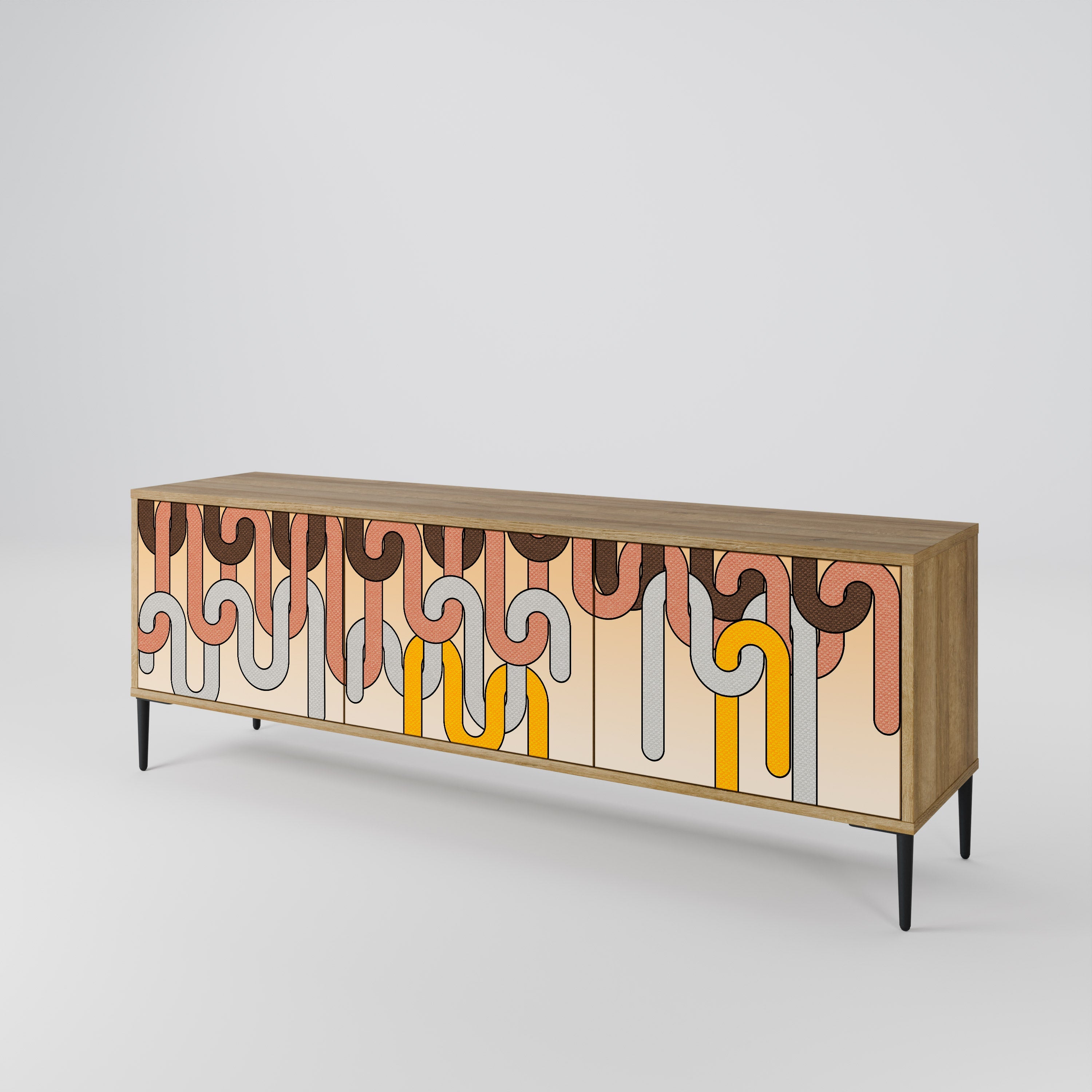 COLORFUL STRINGS Móvel de TV com 3 Portas em Efeito Carvalho