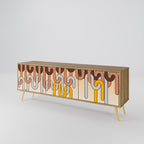 COLORFUL STRINGS Móvel de TV com 3 Portas em Efeito Carvalho