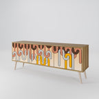 COLORFUL STRINGS Móvel de TV com 3 Portas em Efeito Carvalho