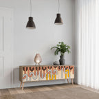 COLORFUL STRINGS Móvel de TV com 3 Portas em Efeito Carvalho