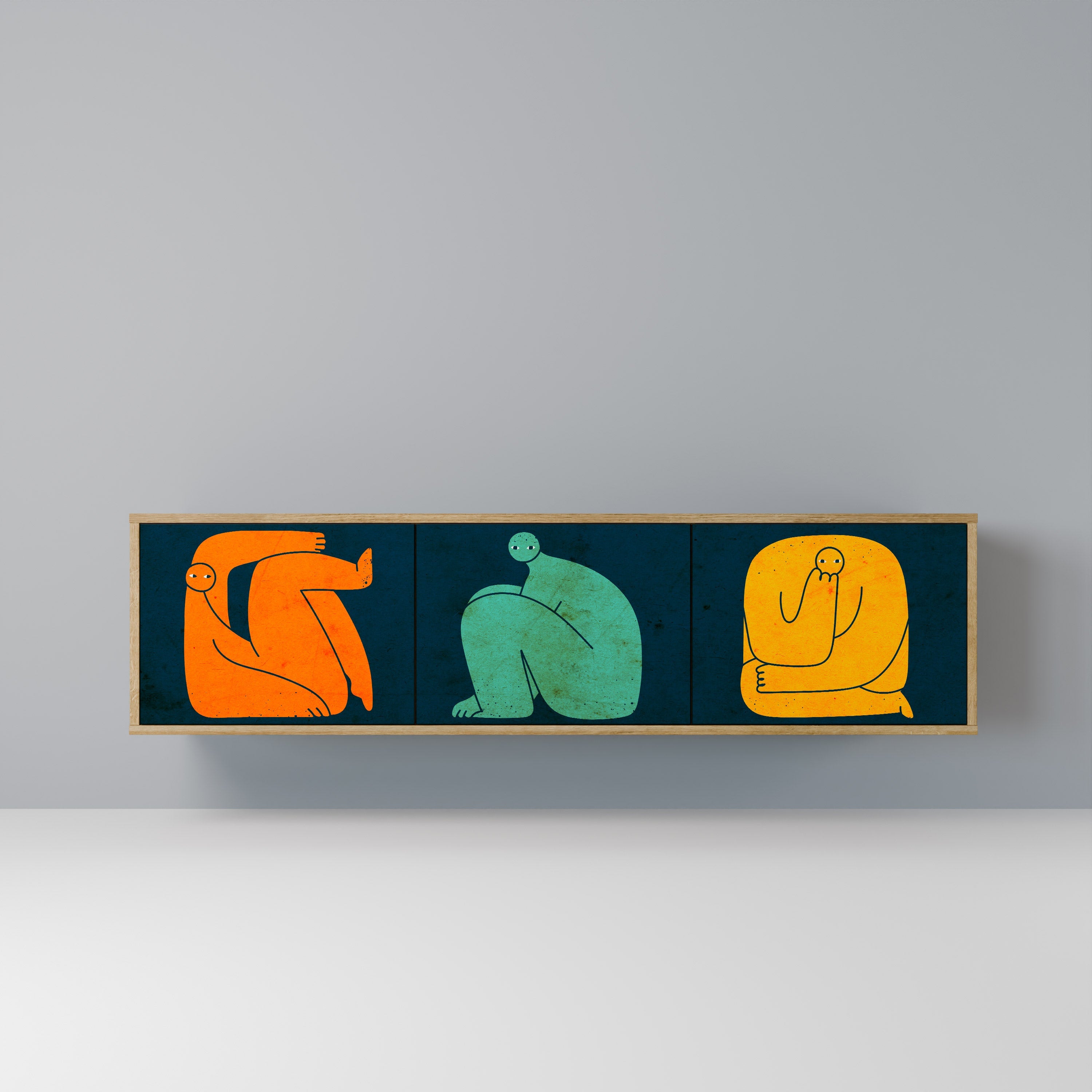 TOGETHER BUT SEPARATELY Móvel de TV com 3 Portas em Efeito Carvalho