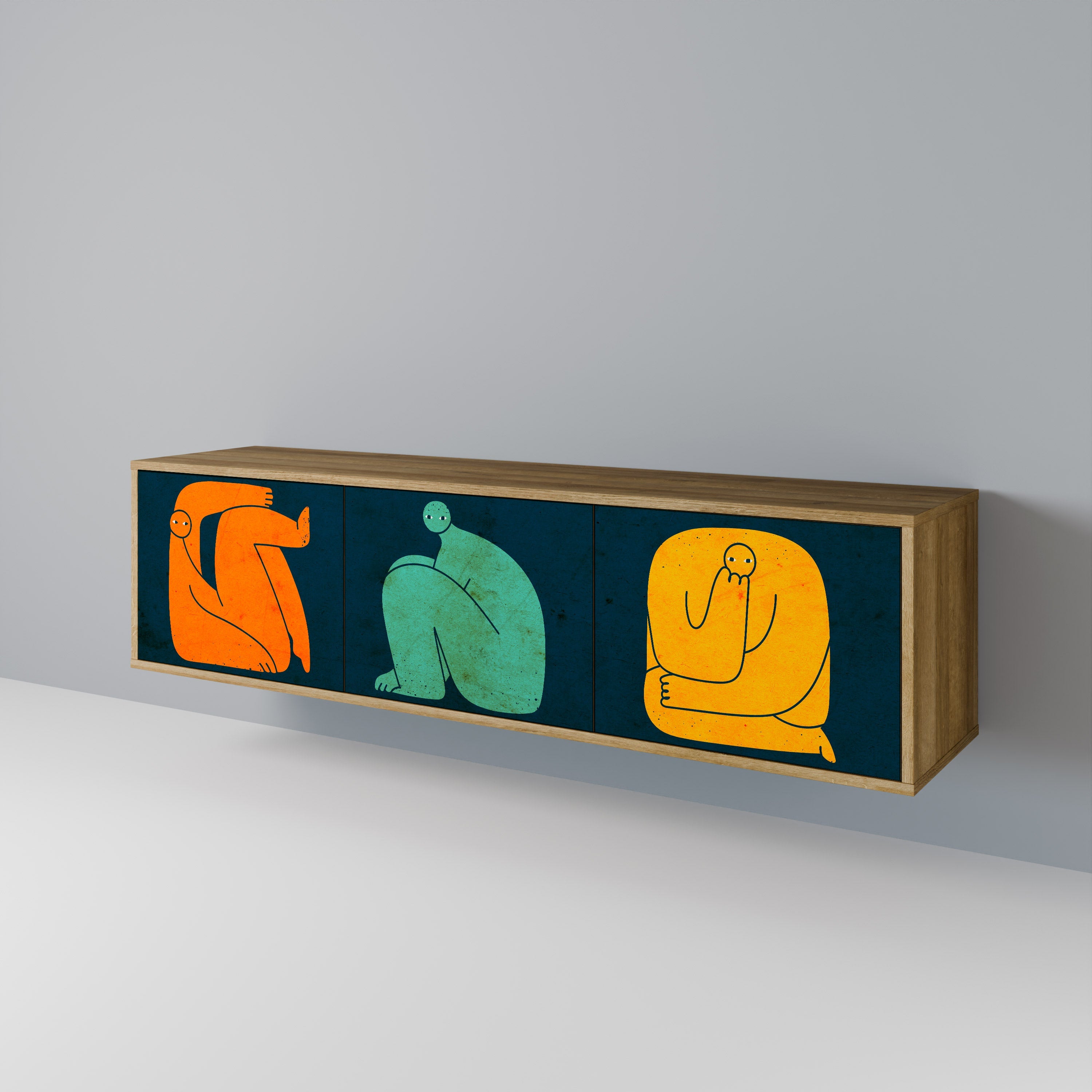 TOGETHER BUT SEPARATELY Móvel de TV com 3 Portas em Efeito Carvalho