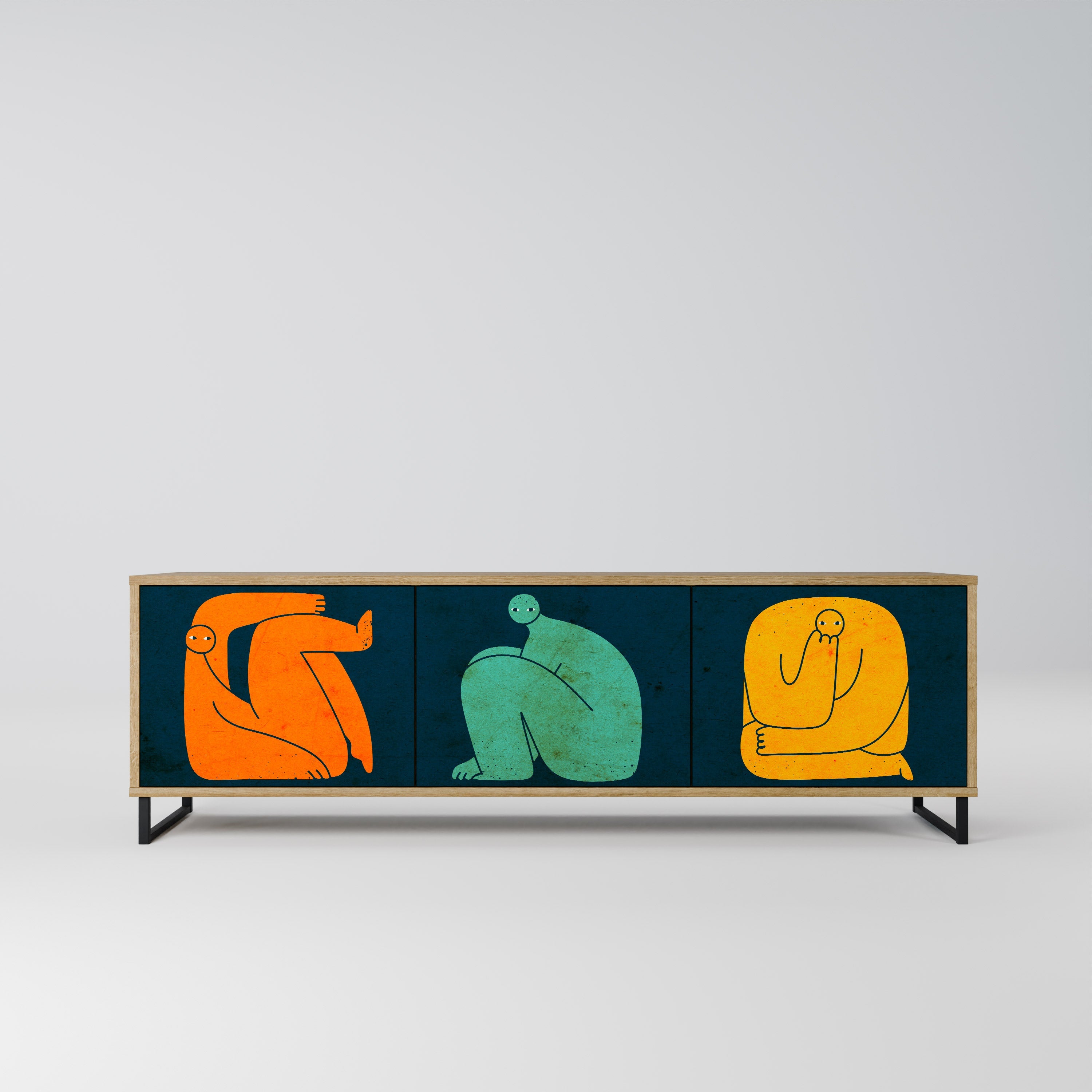 TOGETHER BUT SEPARATELY Móvel de TV com 3 Portas em Efeito Carvalho