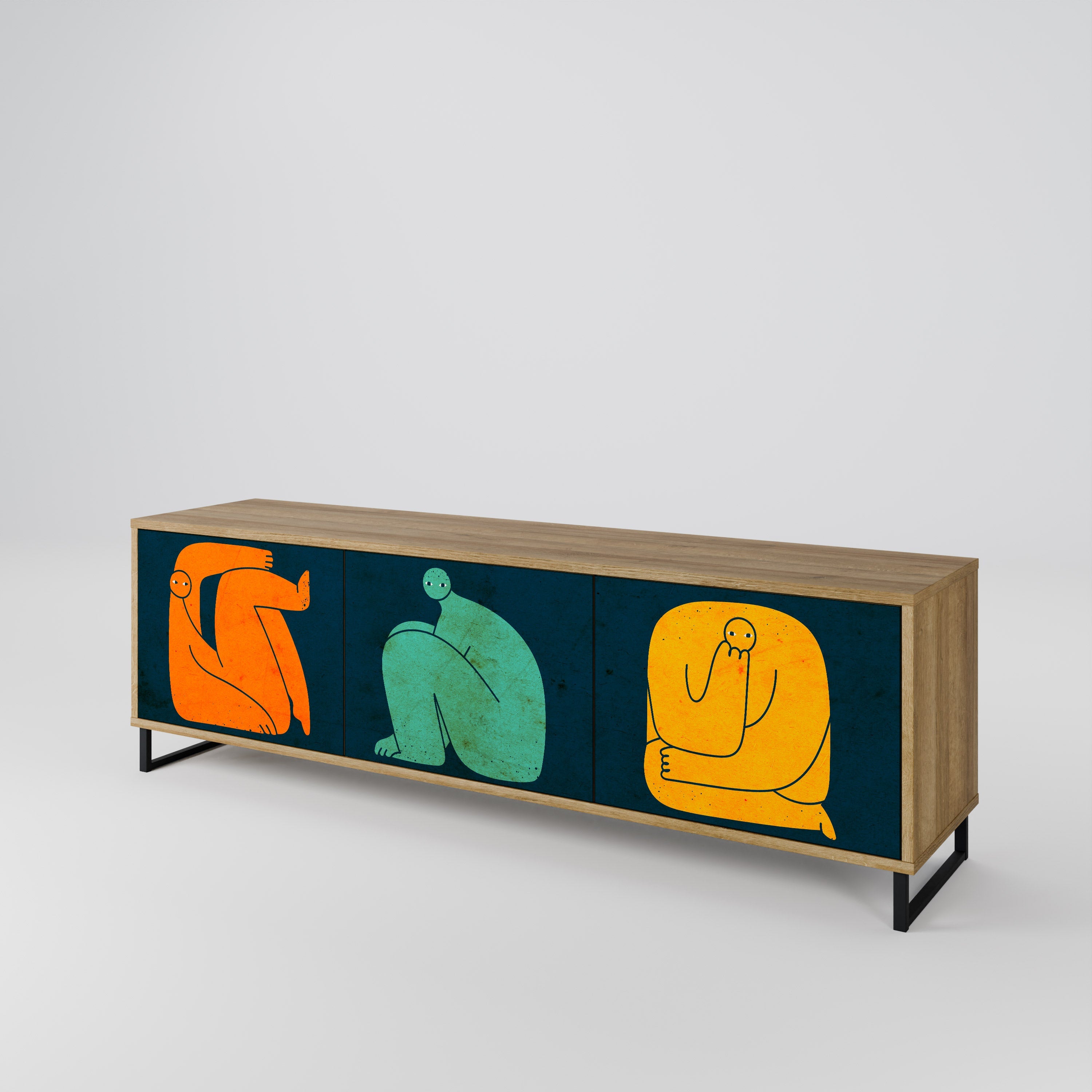 TOGETHER BUT SEPARATELY Móvel de TV com 3 Portas em Efeito Carvalho