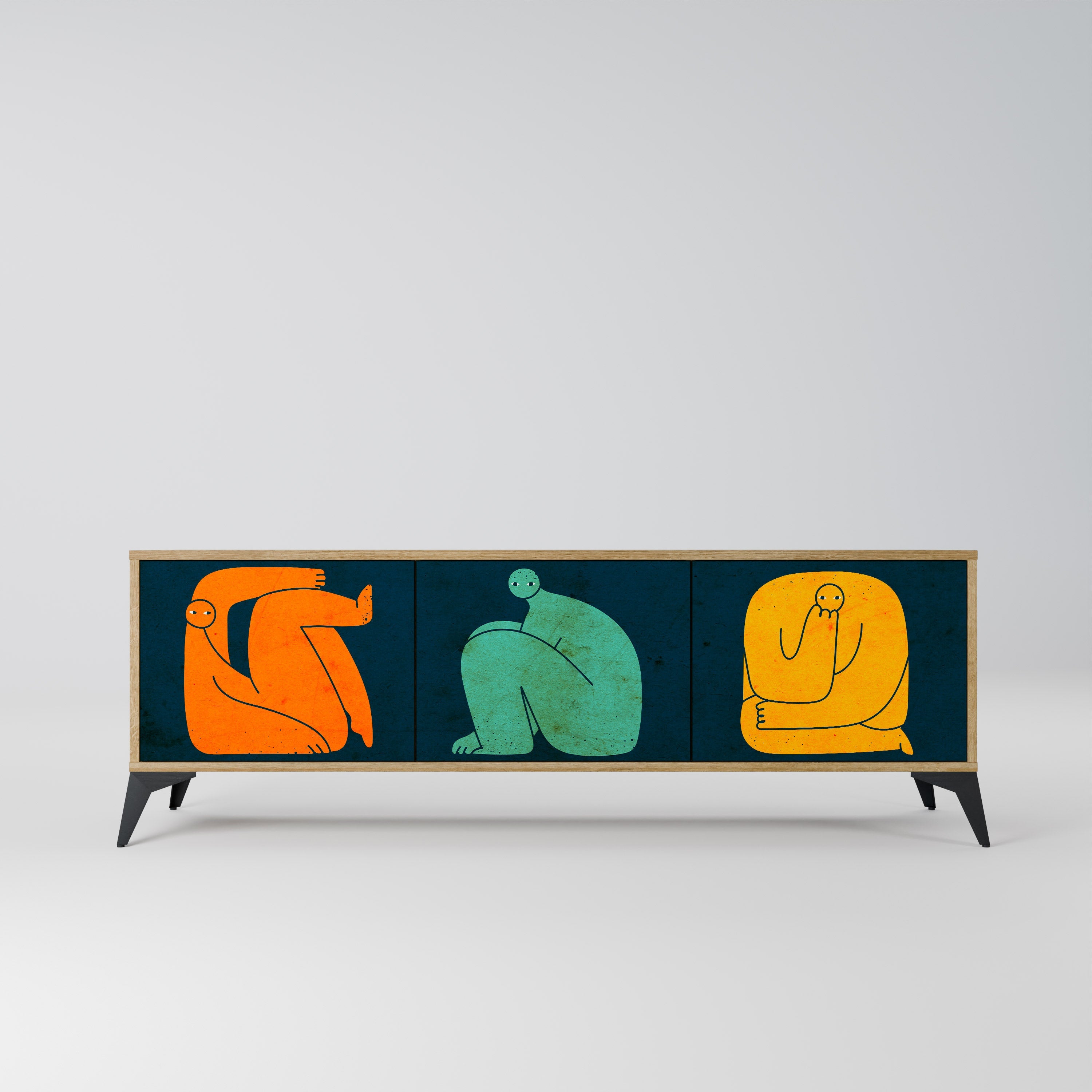 TOGETHER BUT SEPARATELY Móvel de TV com 3 Portas em Efeito Carvalho