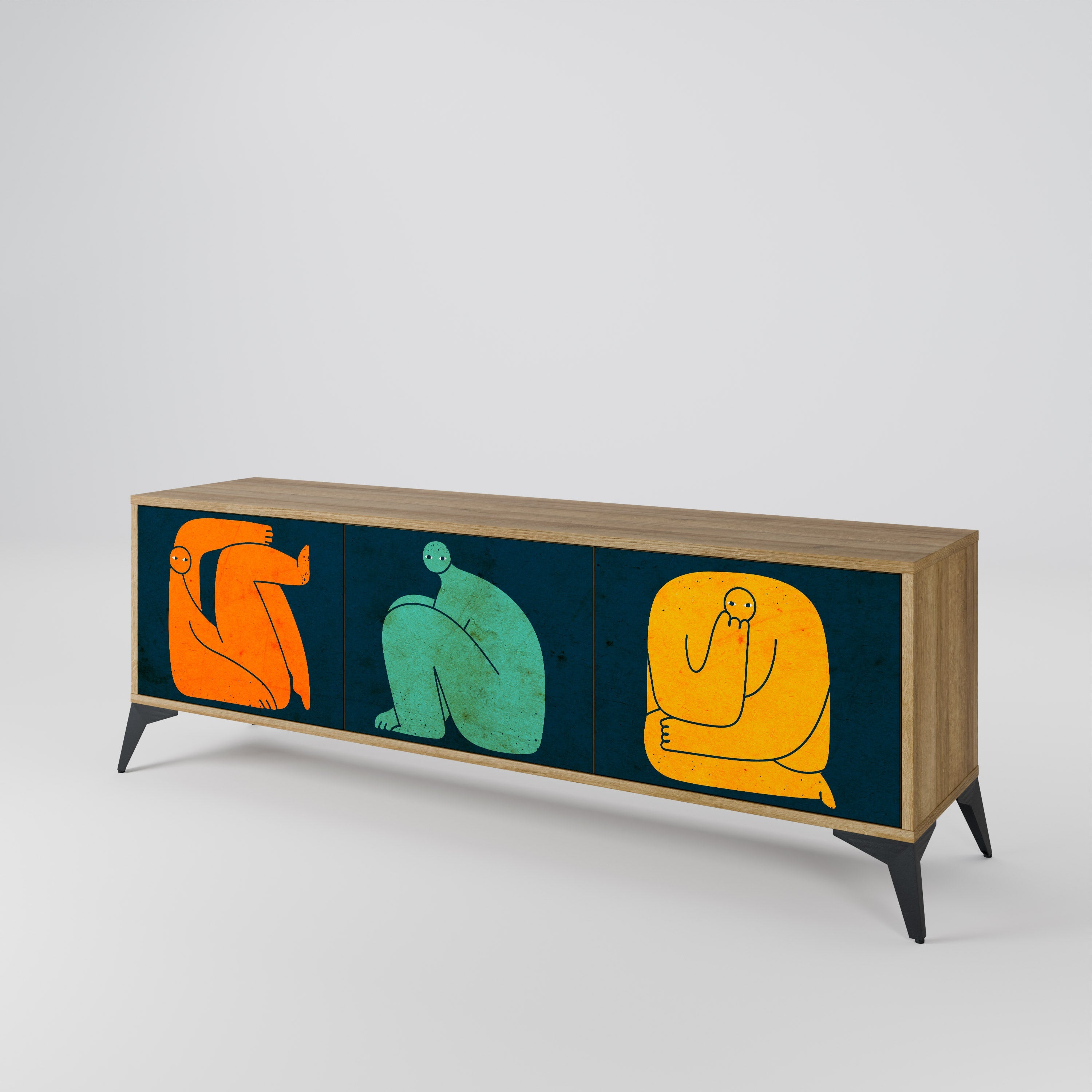 TOGETHER BUT SEPARATELY Móvel de TV com 3 Portas em Efeito Carvalho