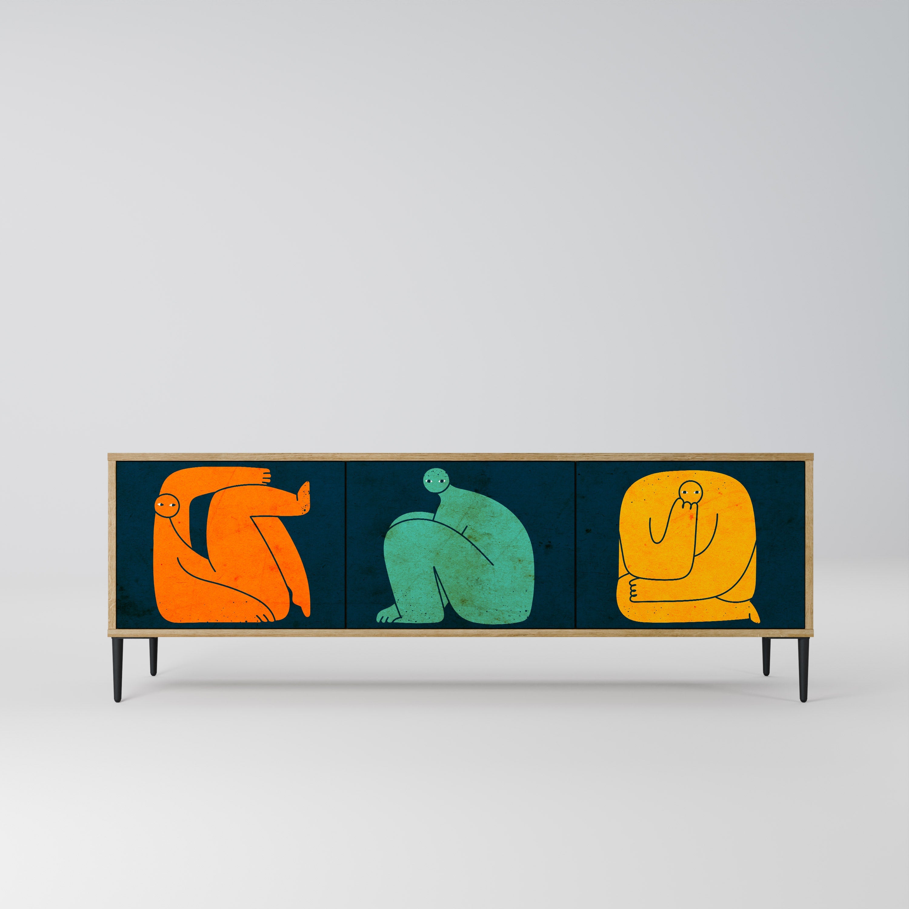 TOGETHER BUT SEPARATELY Móvel de TV com 3 Portas em Efeito Carvalho