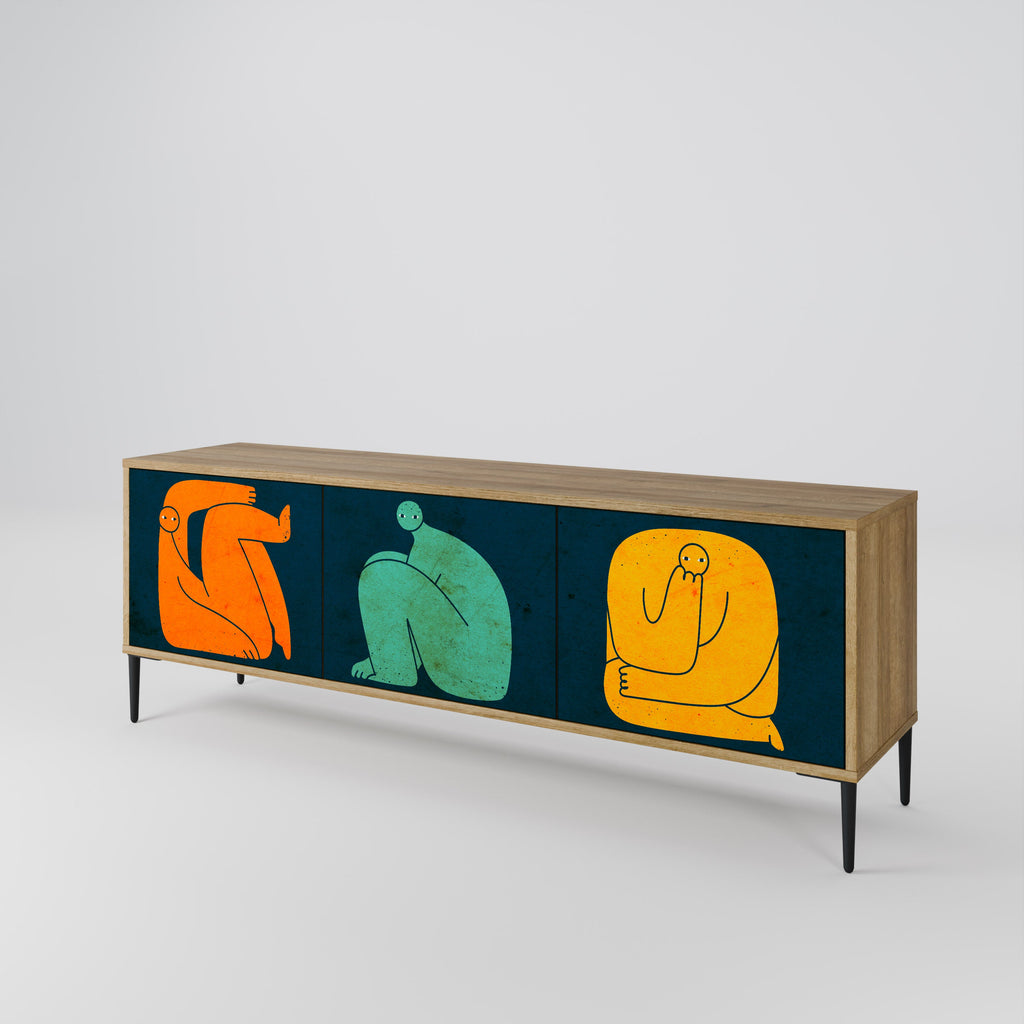 TOGETHER BUT SEPARATELY Móvel de TV com 3 Portas em Efeito Carvalho