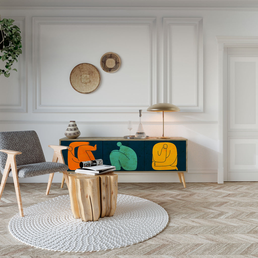 TOGETHER BUT SEPARATELY Móvel de TV com 3 Portas em Efeito Carvalho