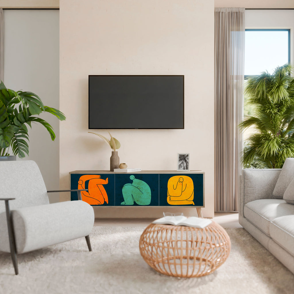 TOGETHER BUT SEPARATELY Móvel de TV com 3 Portas em Efeito Carvalho