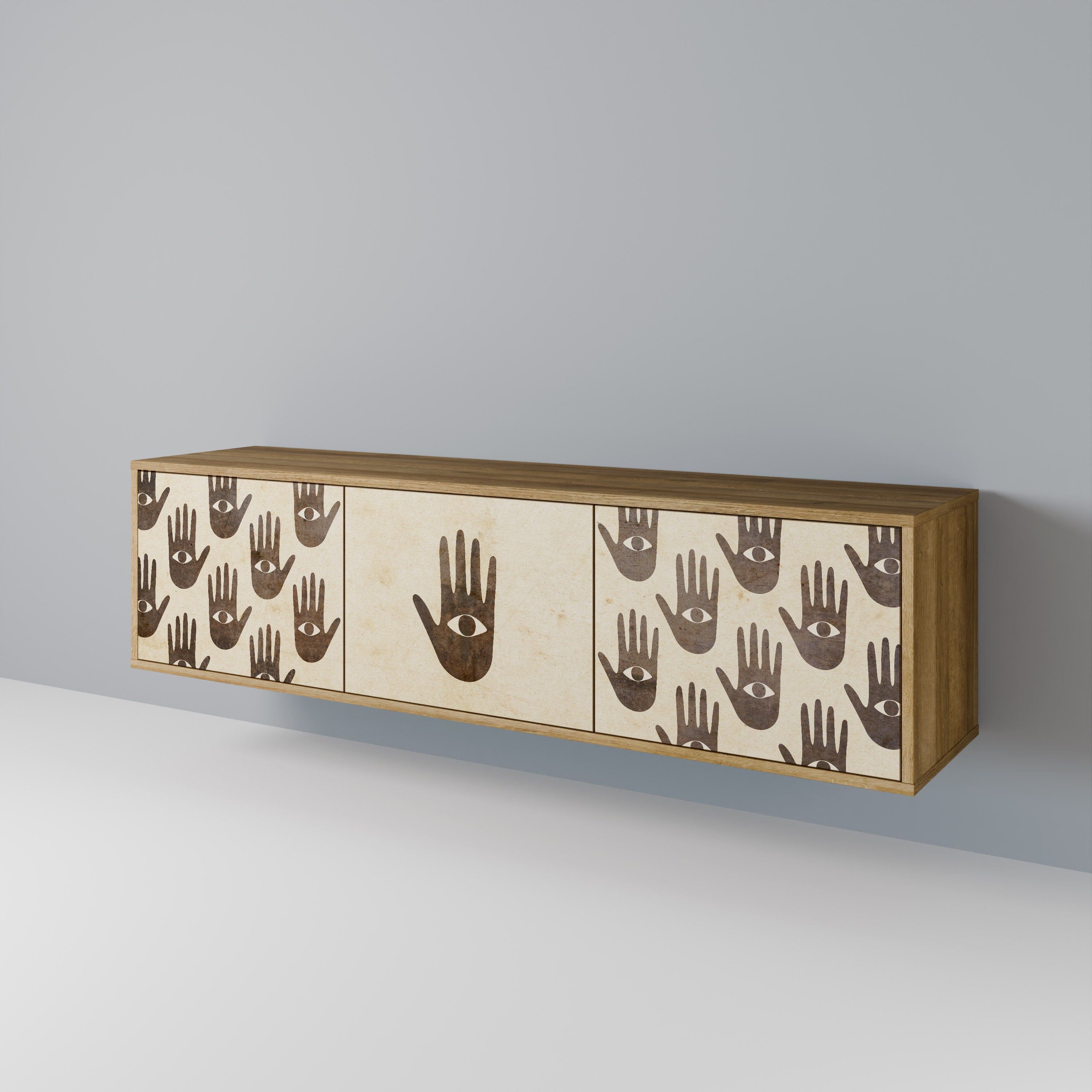 SEE MORE Móvel de TV com 3 Portas em Efeito Carvalho