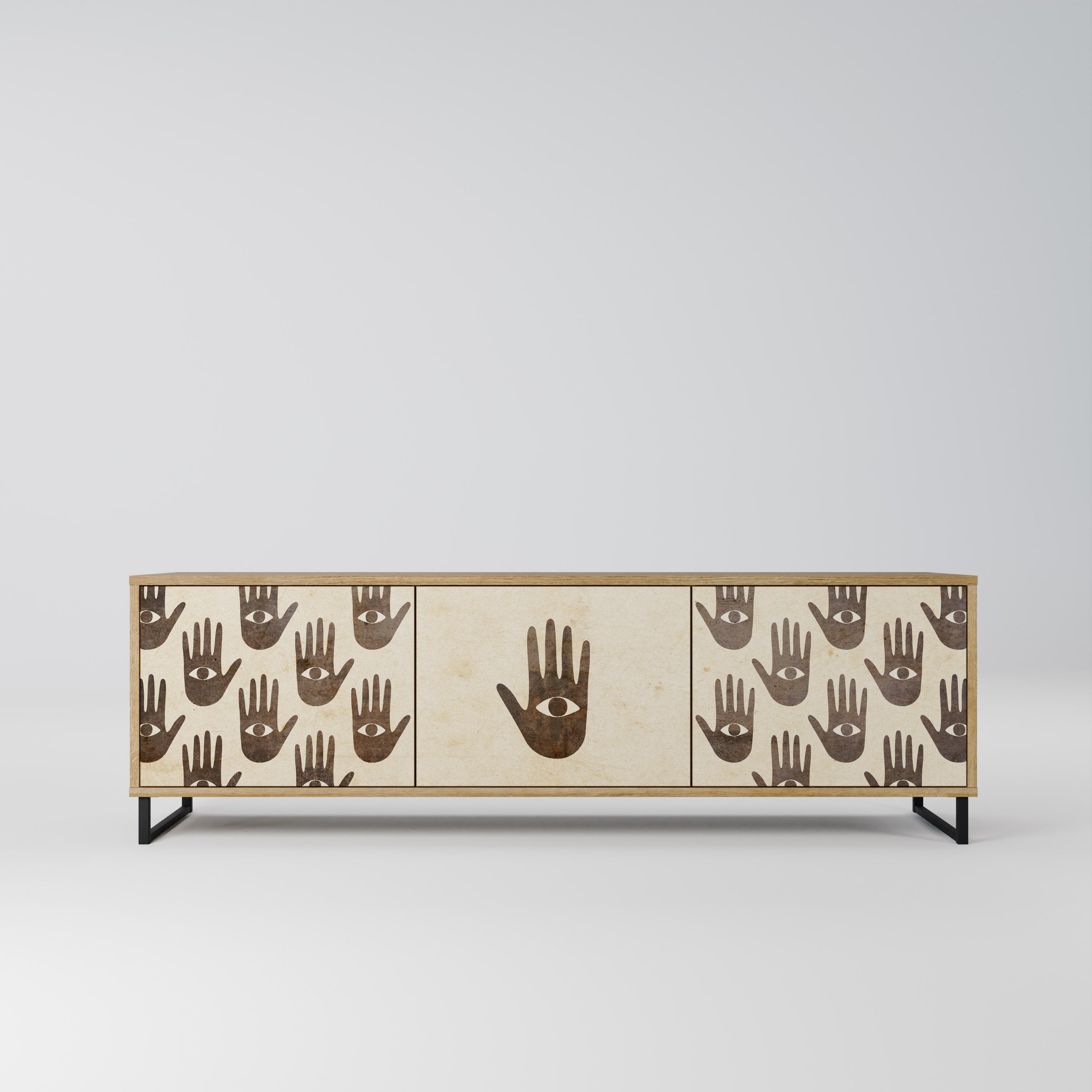 SEE MORE Móvel de TV com 3 Portas em Efeito Carvalho