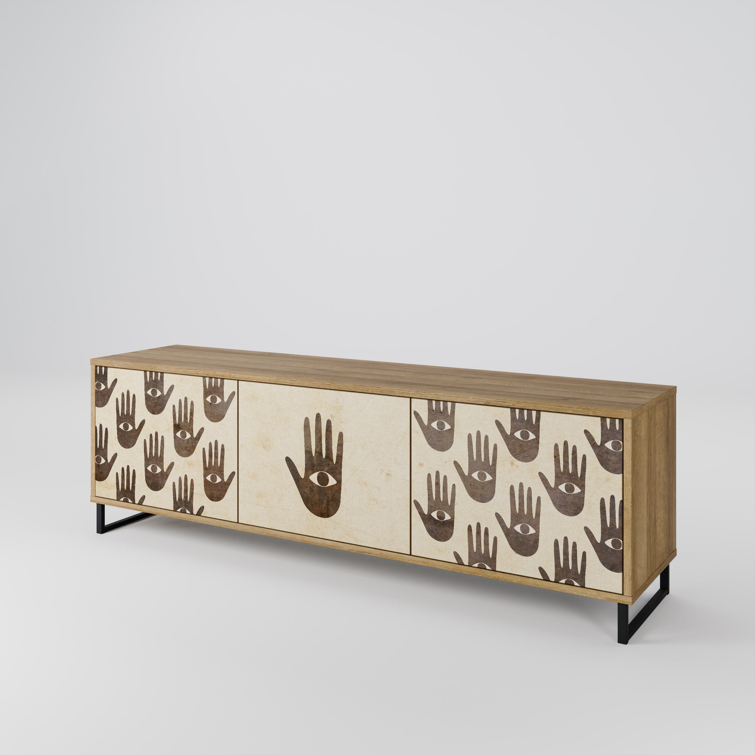 SEE MORE Móvel de TV com 3 Portas em Efeito Carvalho