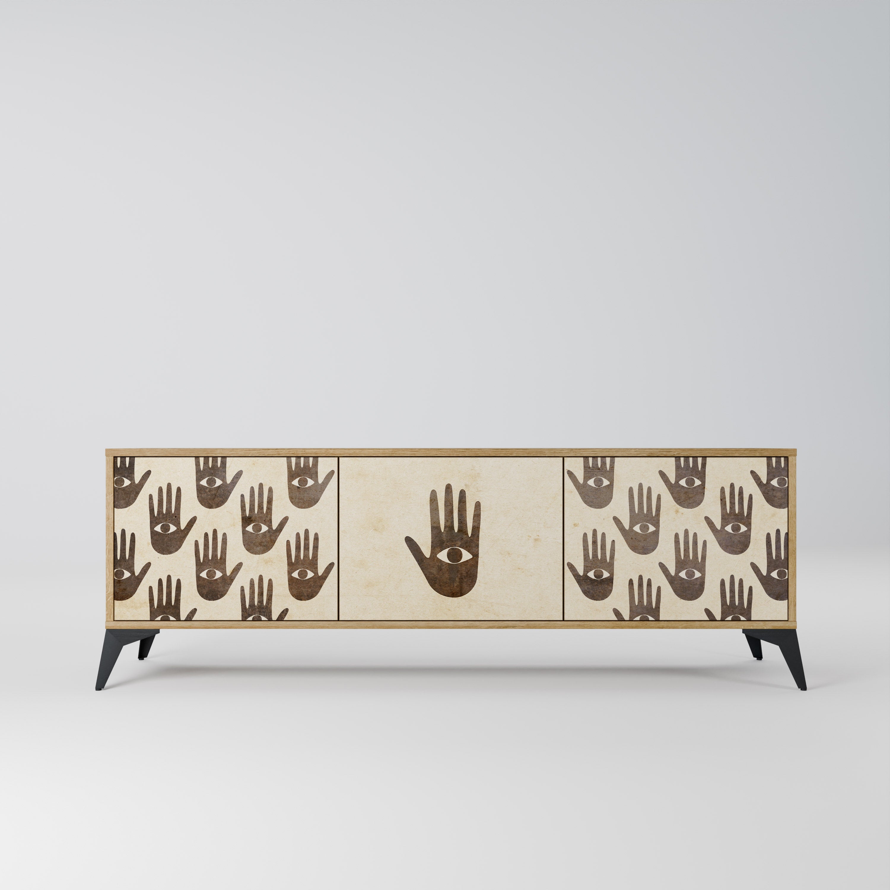 SEE MORE Móvel de TV com 3 Portas em Efeito Carvalho