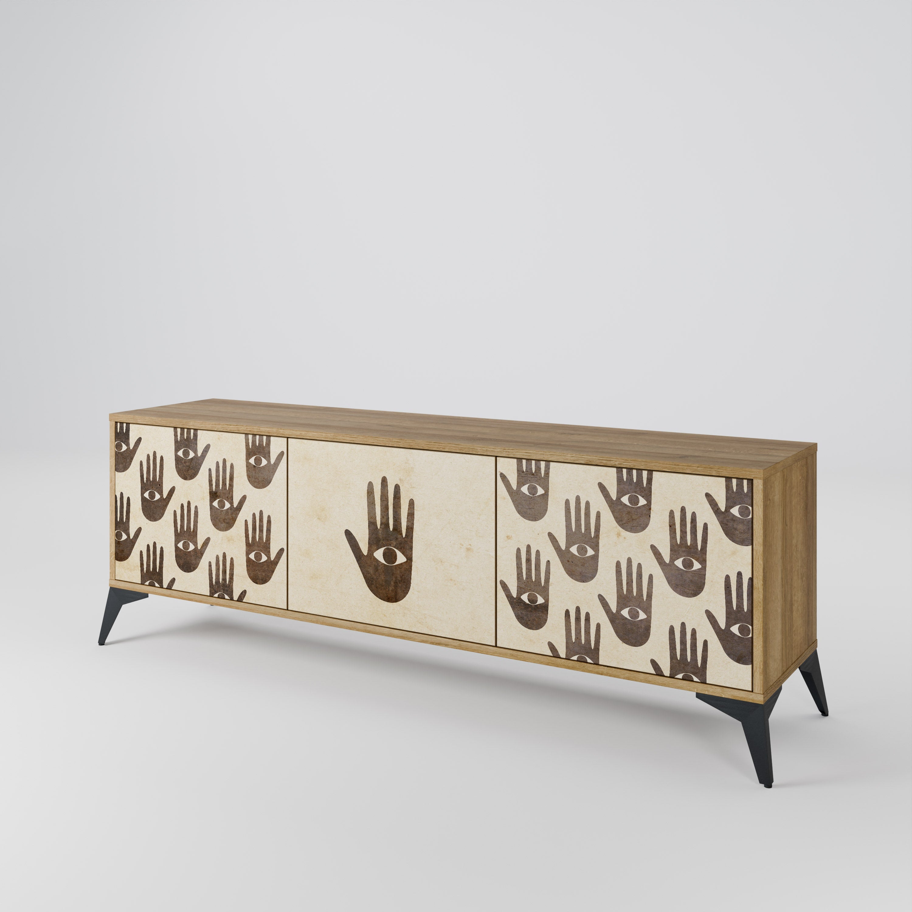 SEE MORE Móvel de TV com 3 Portas em Efeito Carvalho