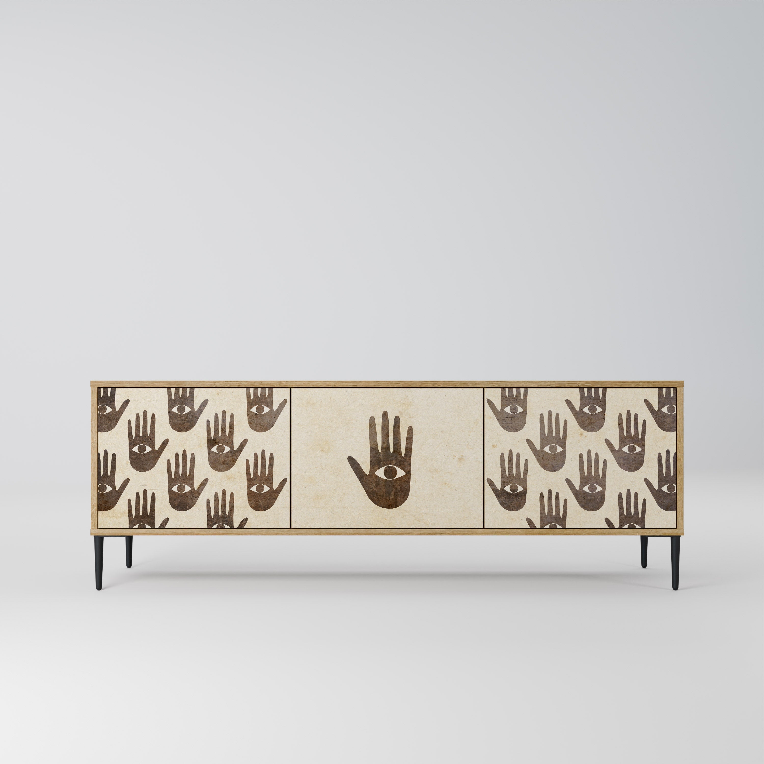 SEE MORE Móvel de TV com 3 Portas em Efeito Carvalho