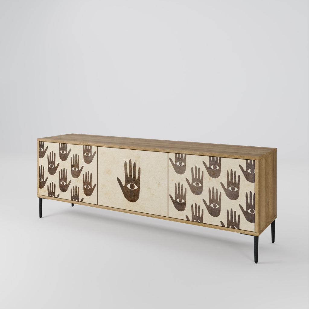 SEE MORE Móvel de TV com 3 Portas em Efeito Carvalho