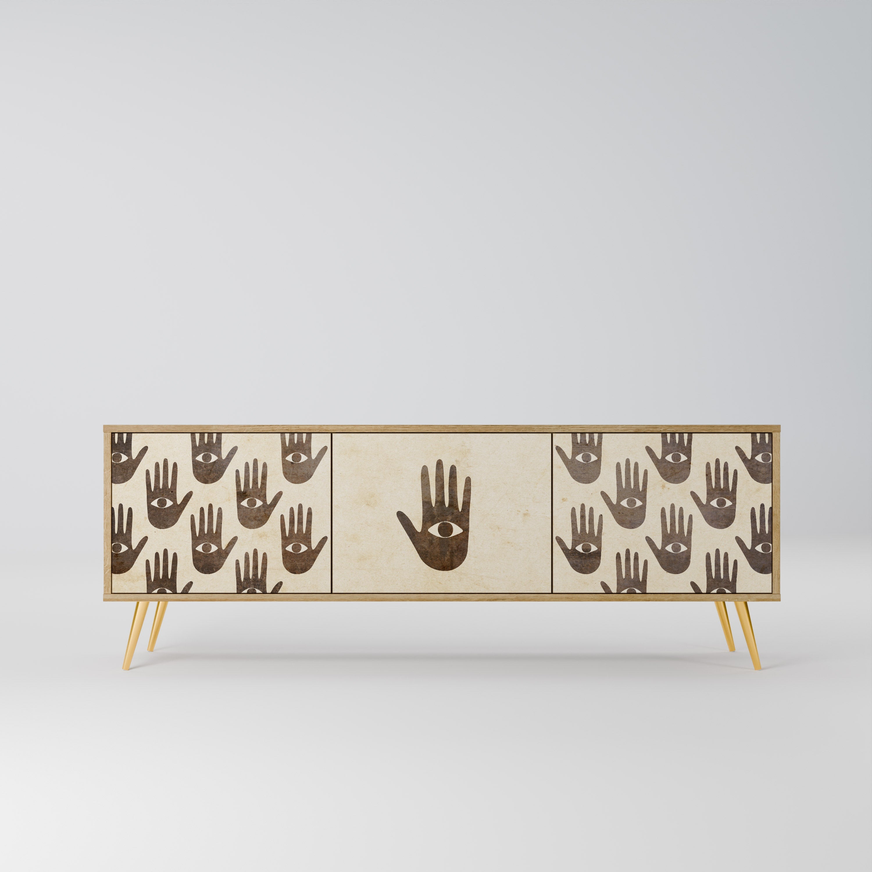 SEE MORE Móvel de TV com 3 Portas em Efeito Carvalho