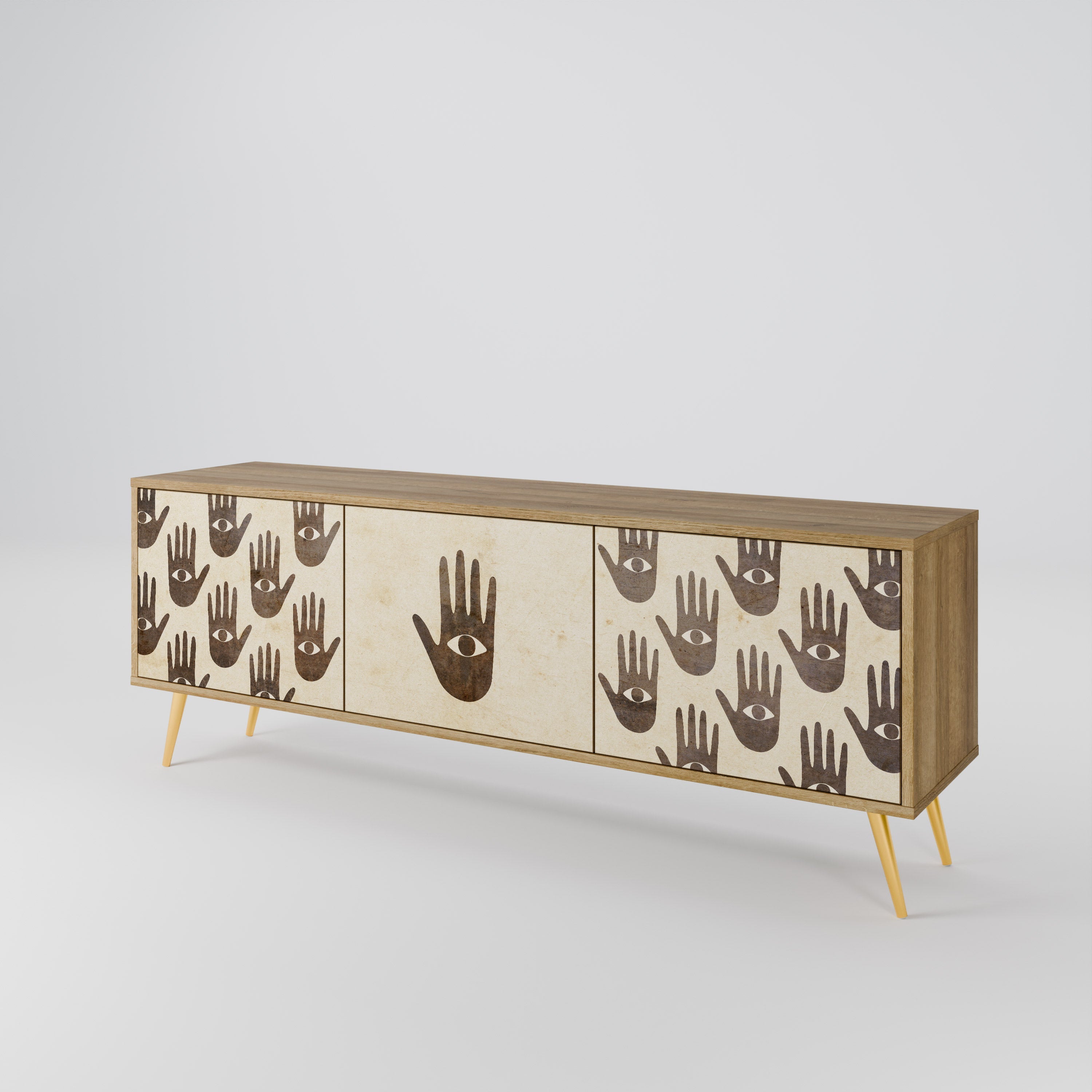 SEE MORE Móvel de TV com 3 Portas em Efeito Carvalho