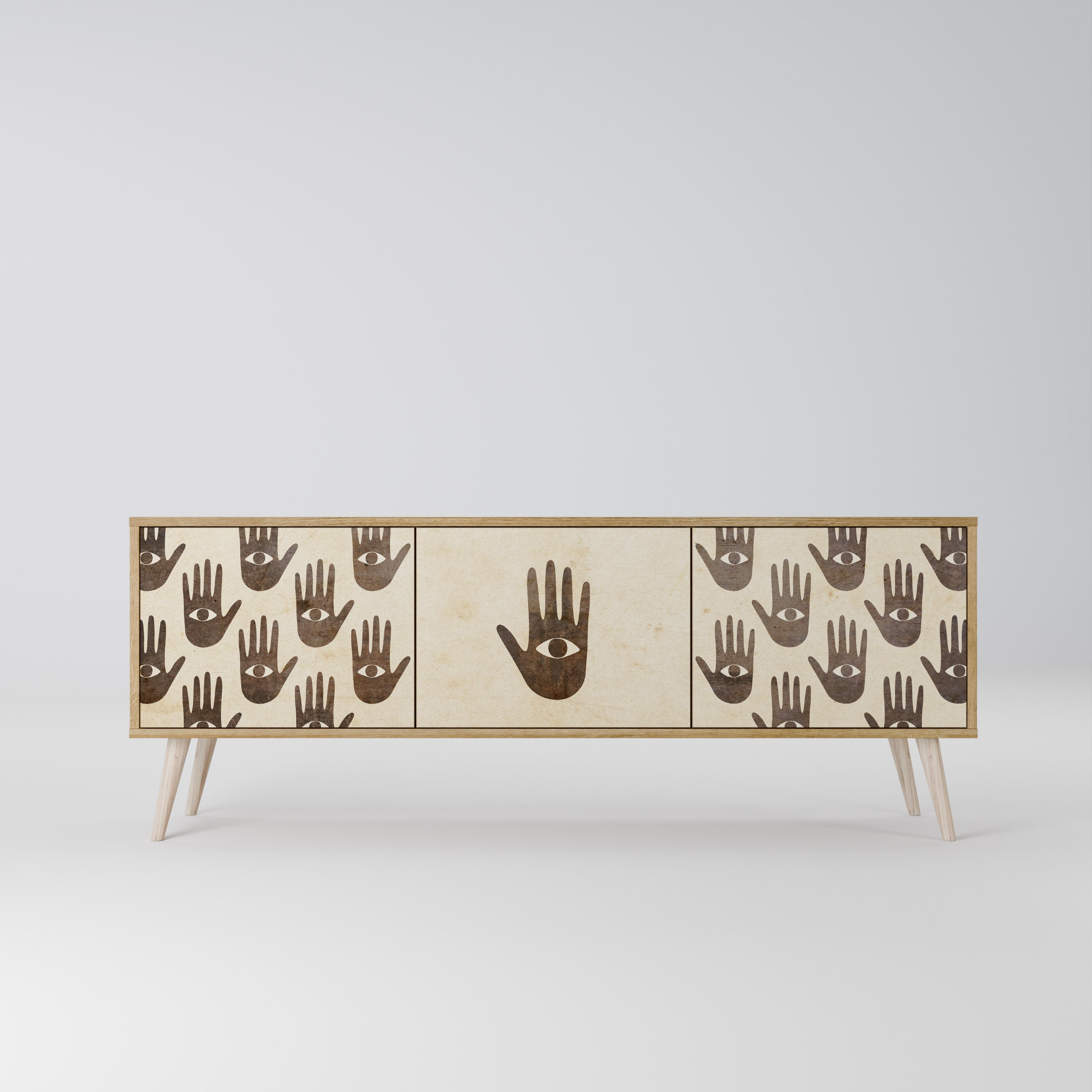 SEE MORE Móvel de TV com 3 Portas em Efeito Carvalho