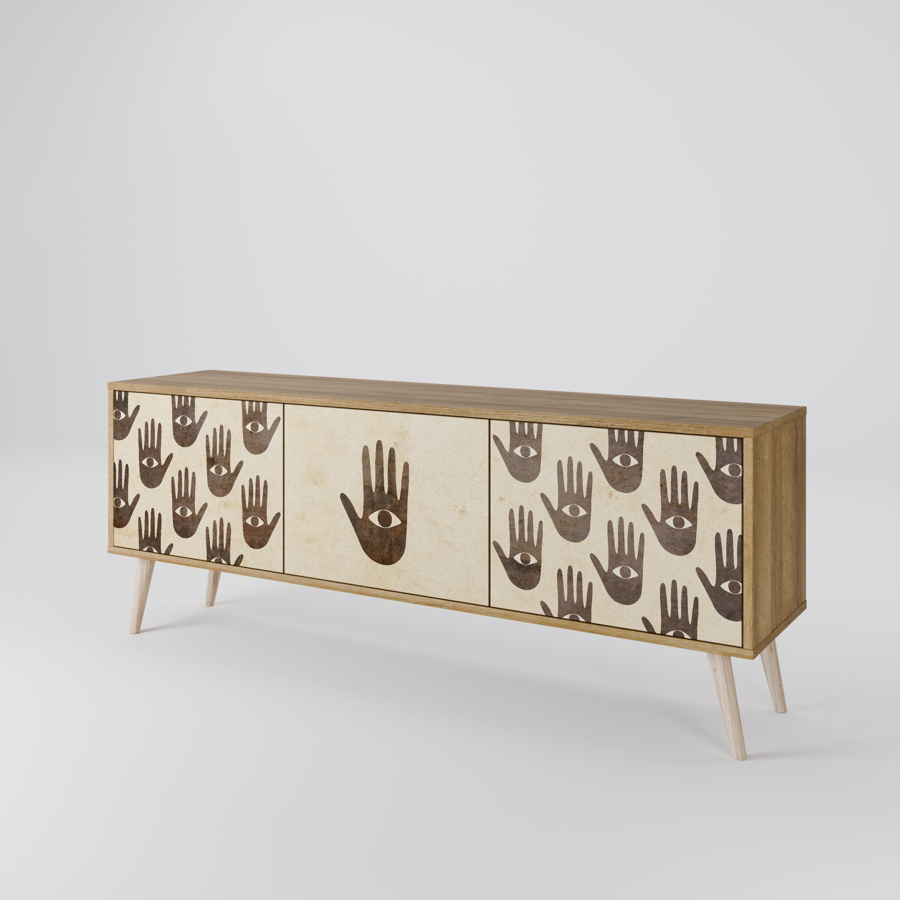 SEE MORE Móvel de TV com 3 Portas em Efeito Carvalho