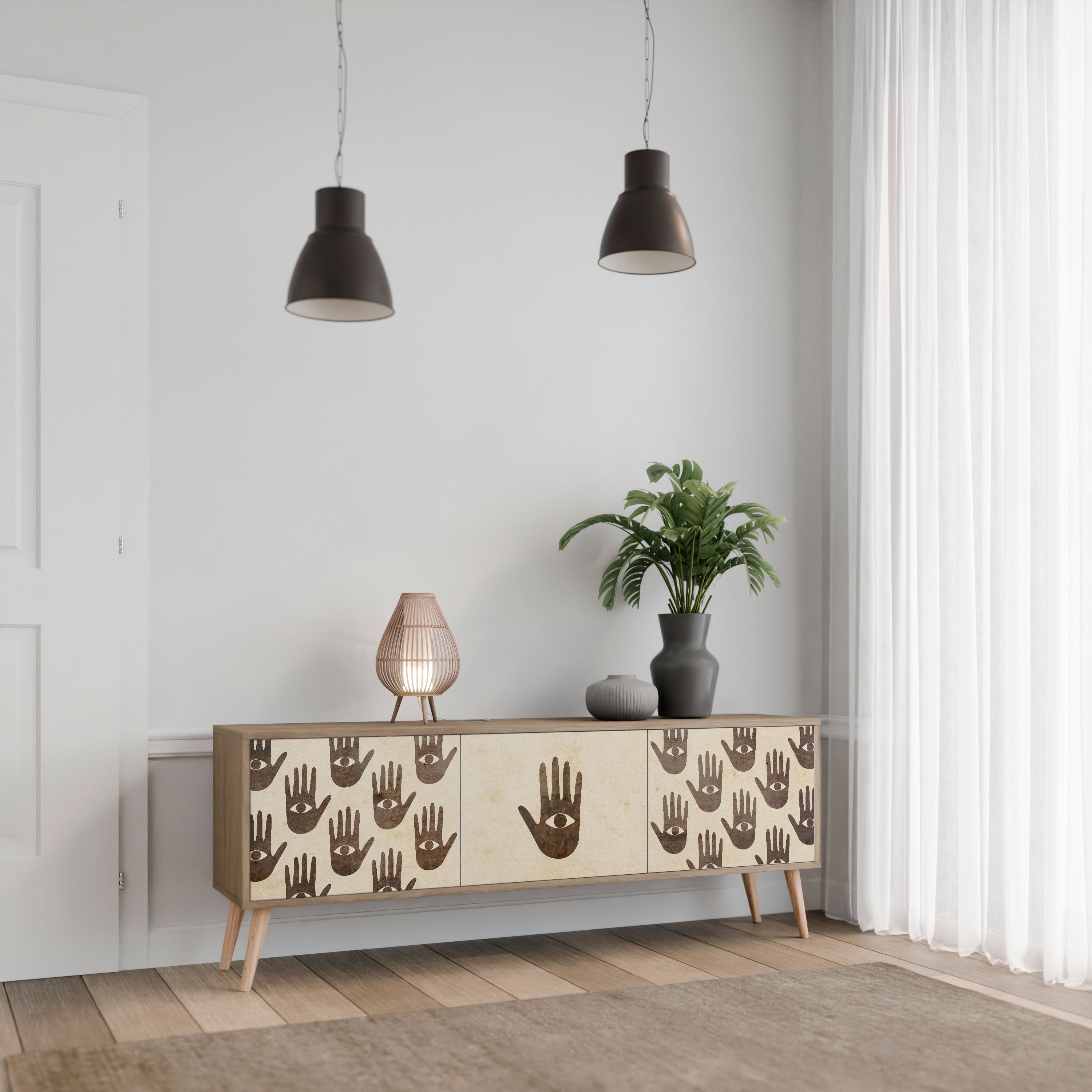 SEE MORE Móvel de TV com 3 Portas em Efeito Carvalho