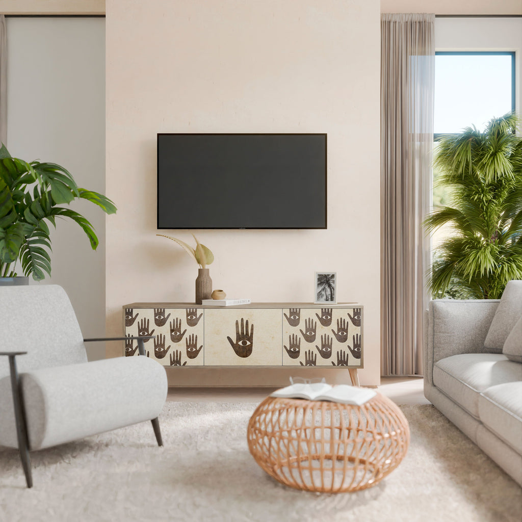 SEE MORE Móvel de TV com 3 Portas em Efeito Carvalho