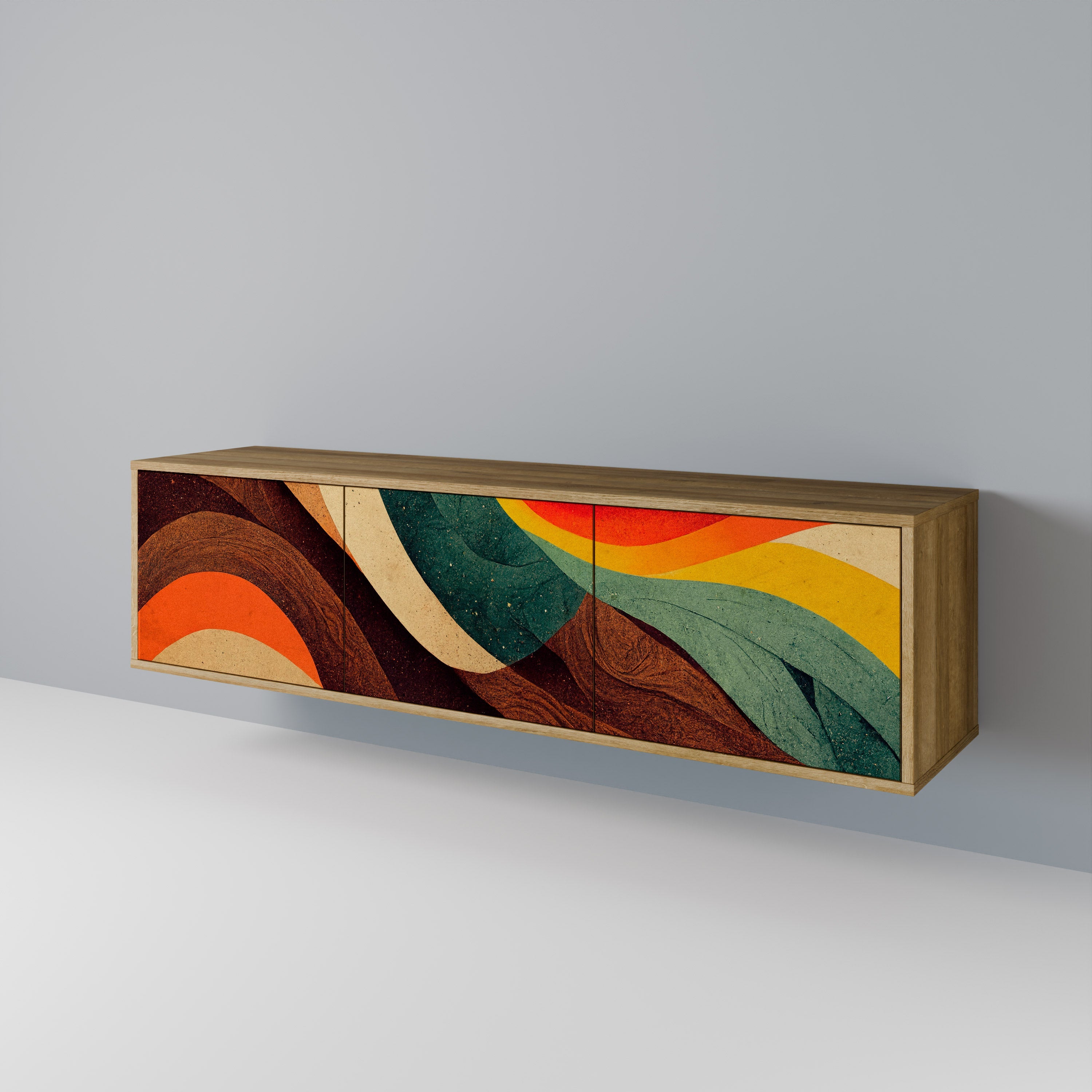 COLORFUL STRANDS Móvel de TV com 3 Portas em Efeito Carvalho