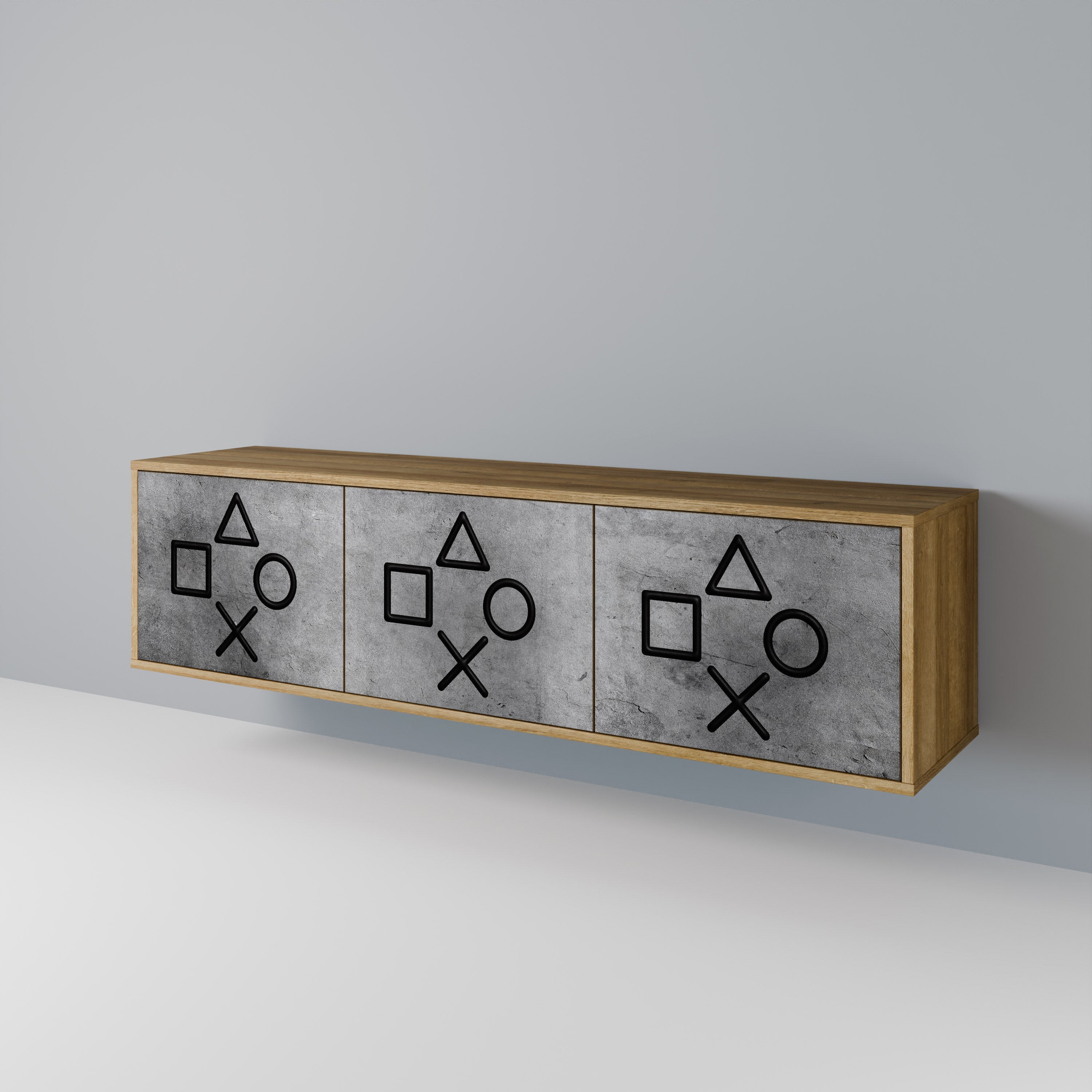 GAMER CHOICE Móvel de TV com 3 Portas em Efeito Carvalho