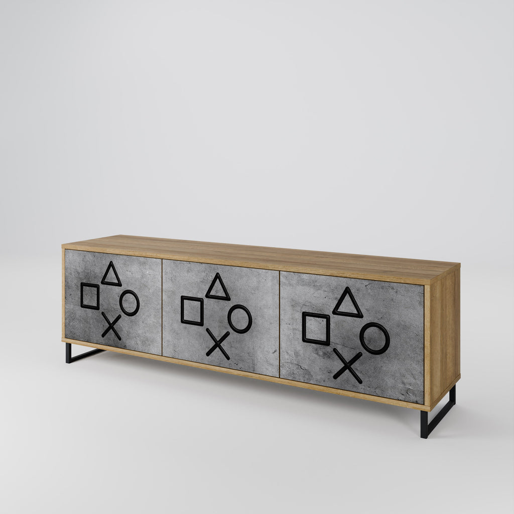 GAMER CHOICE Móvel de TV com 3 Portas em Efeito Carvalho