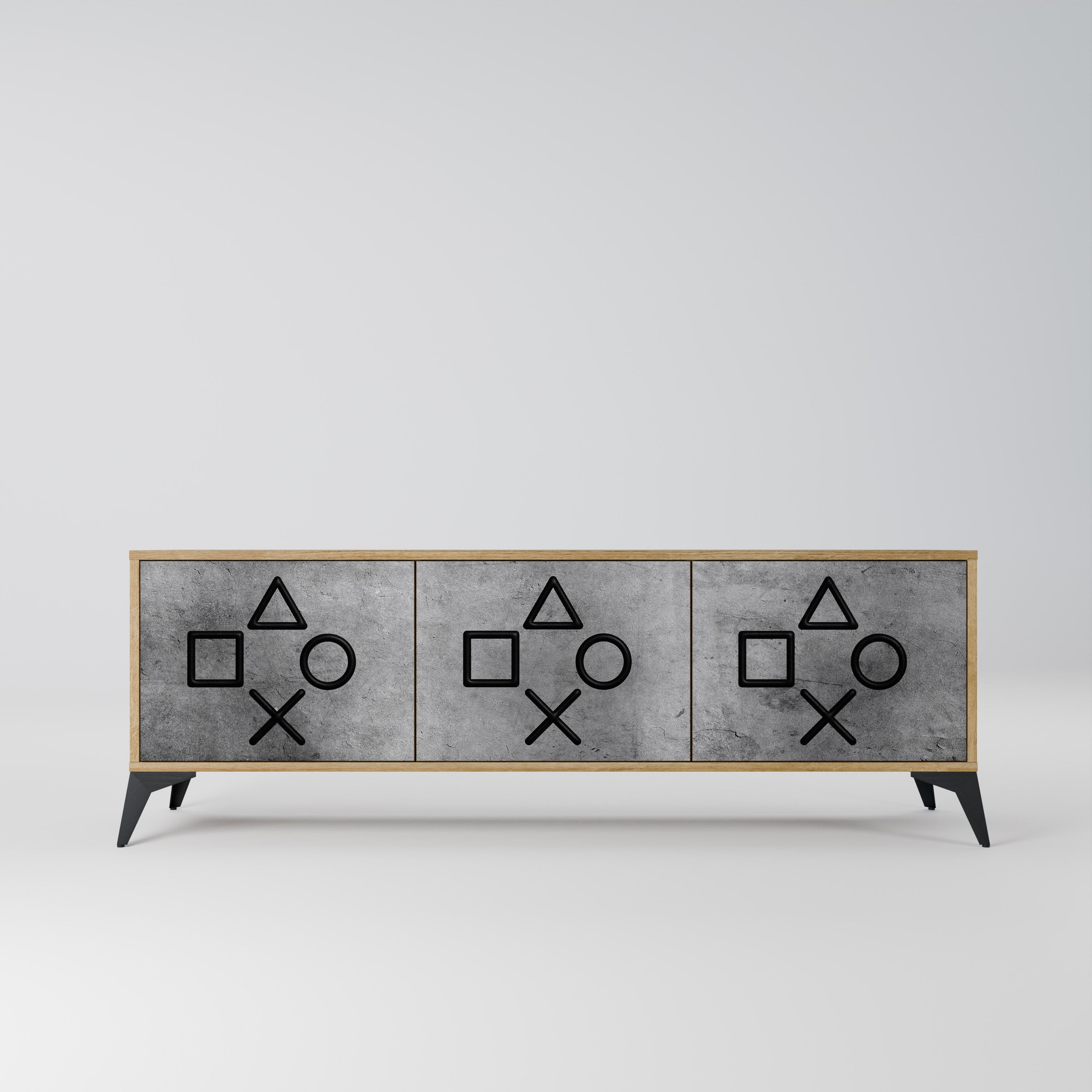 GAMER CHOICE Móvel de TV com 3 Portas em Efeito Carvalho