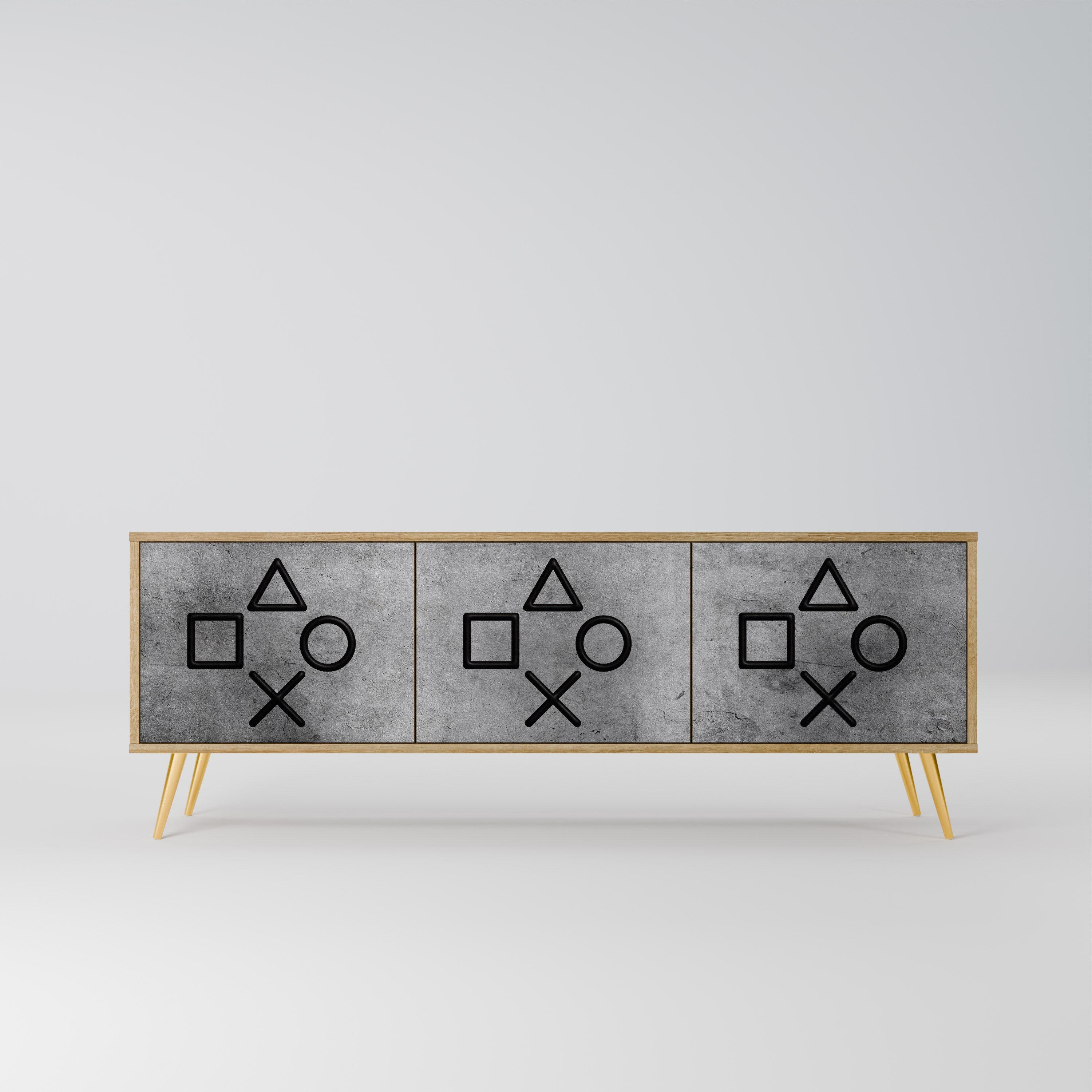 GAMER CHOICE Móvel de TV com 3 Portas em Efeito Carvalho