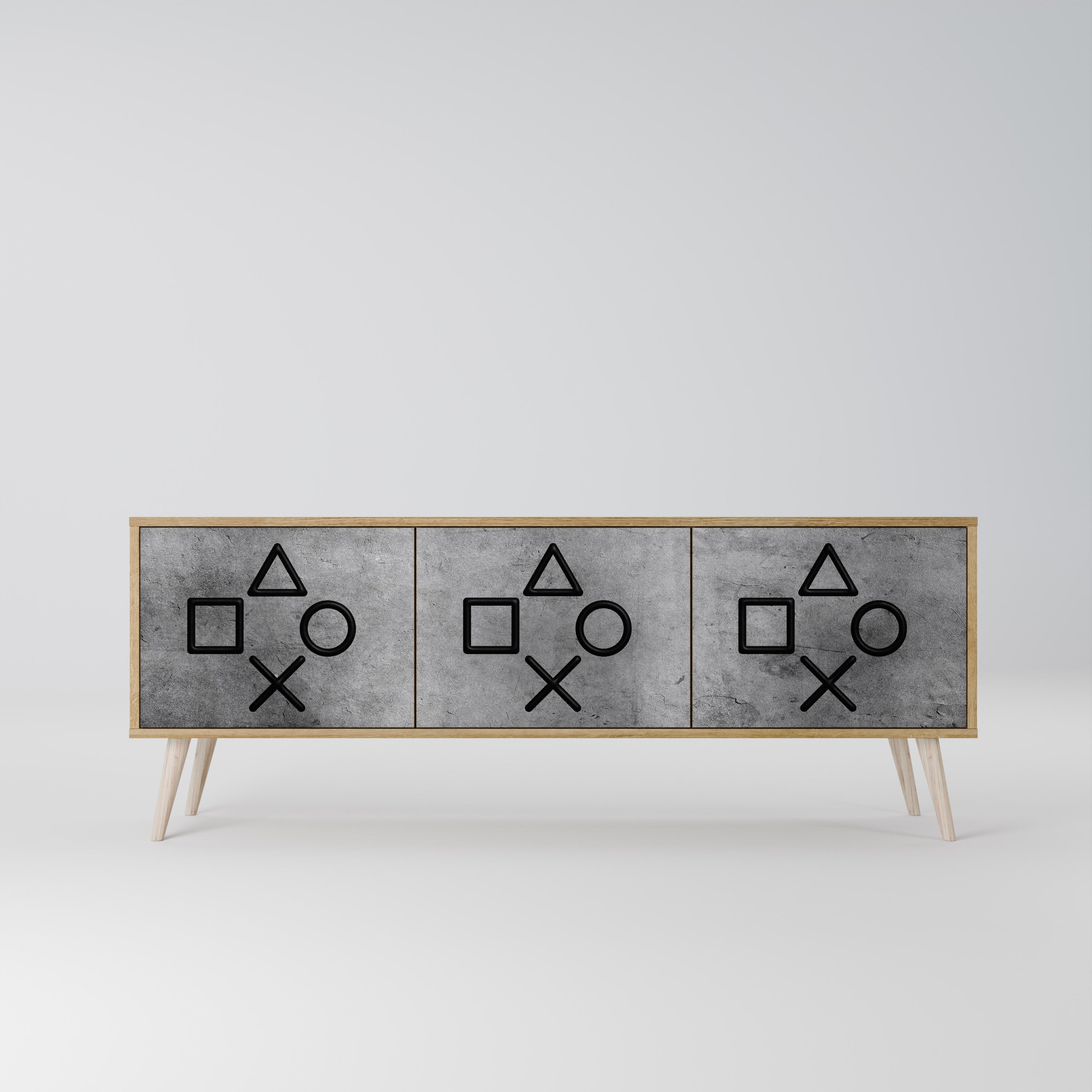 GAMER CHOICE Móvel de TV com 3 Portas em Efeito Carvalho