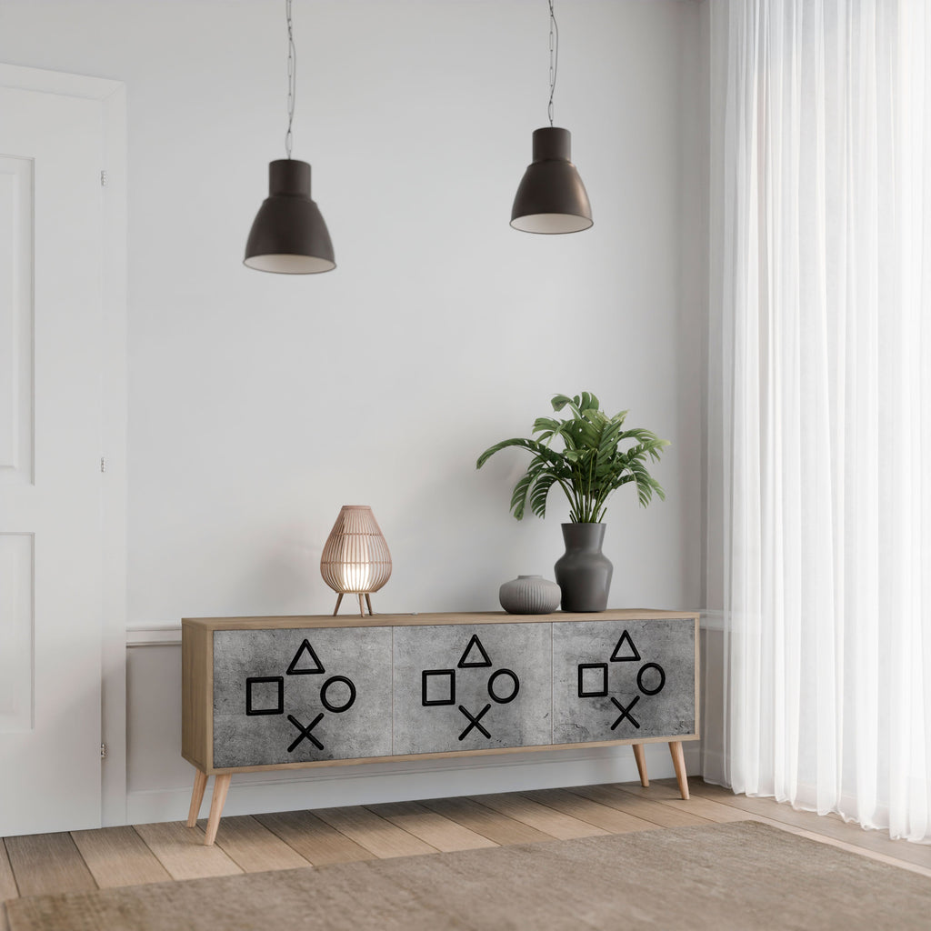 GAMER CHOICE Móvel de TV com 3 Portas em Efeito Carvalho