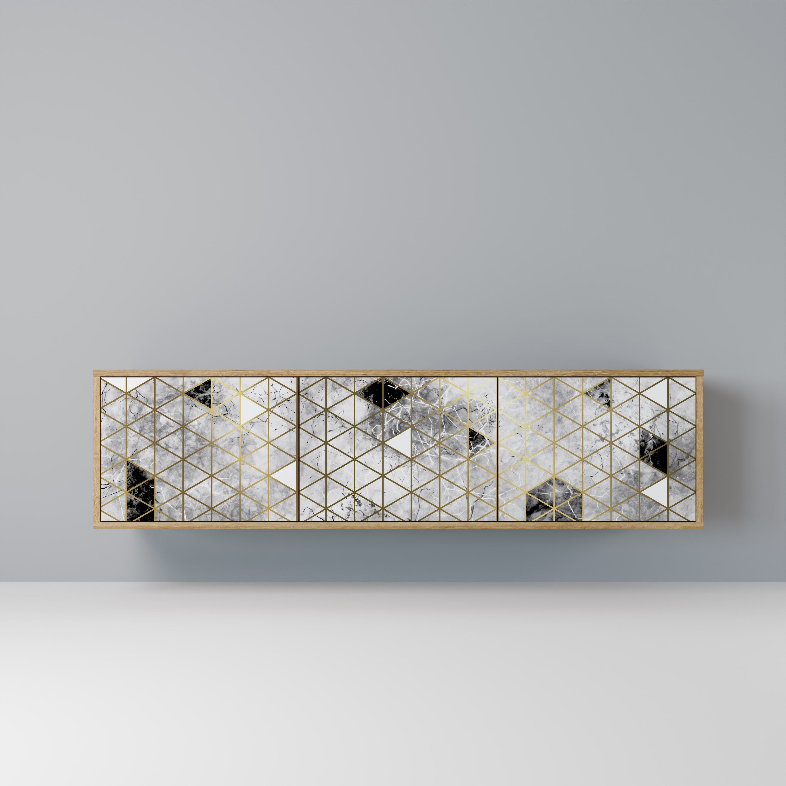 ASHEN ARIA Móvel de TV com 3 Portas em Efeito Carvalho