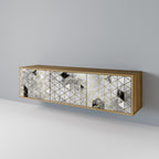 ASHEN ARIA Móvel de TV com 3 Portas em Efeito Carvalho